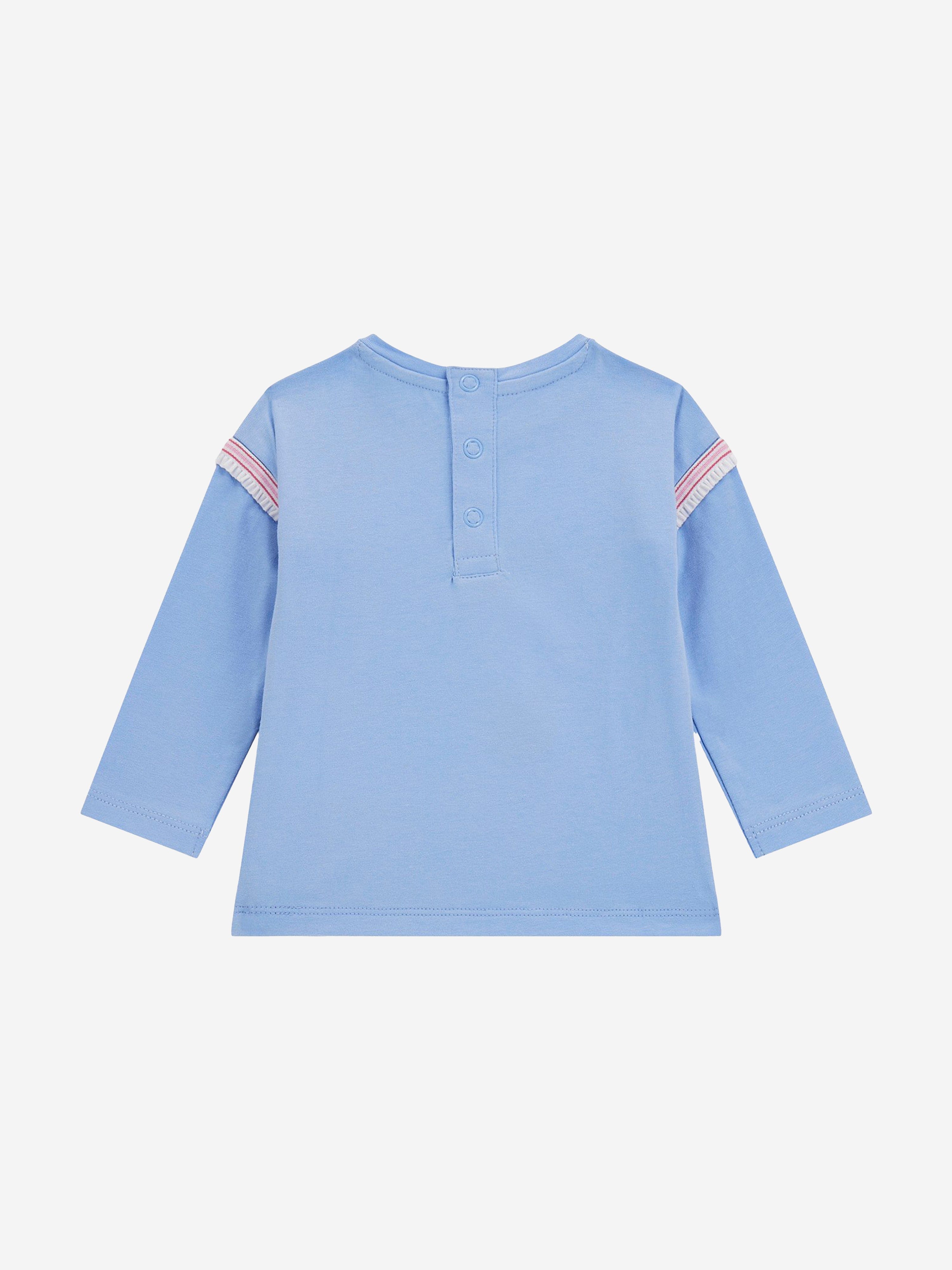 Guess Girls Long Sleeve Logo T-Shirt in Blue