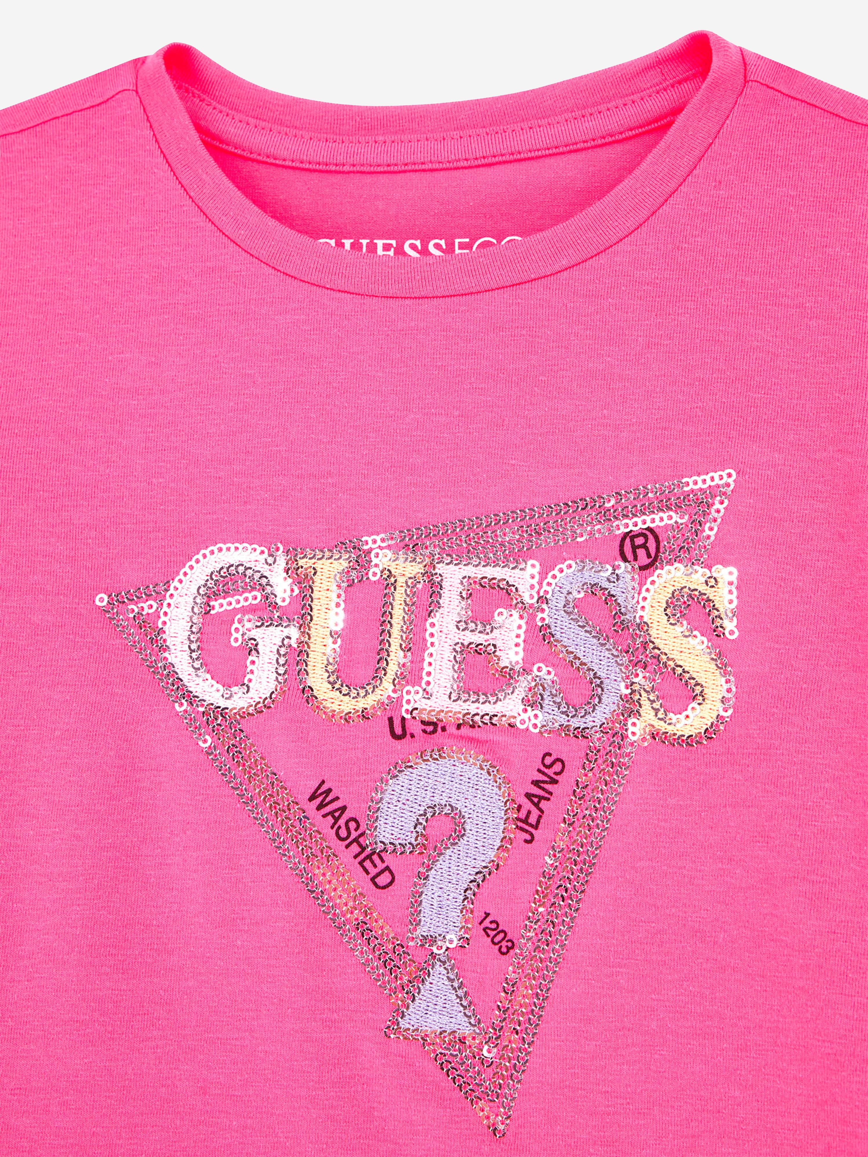 Guess Girls Logo T-Shirt in Pink