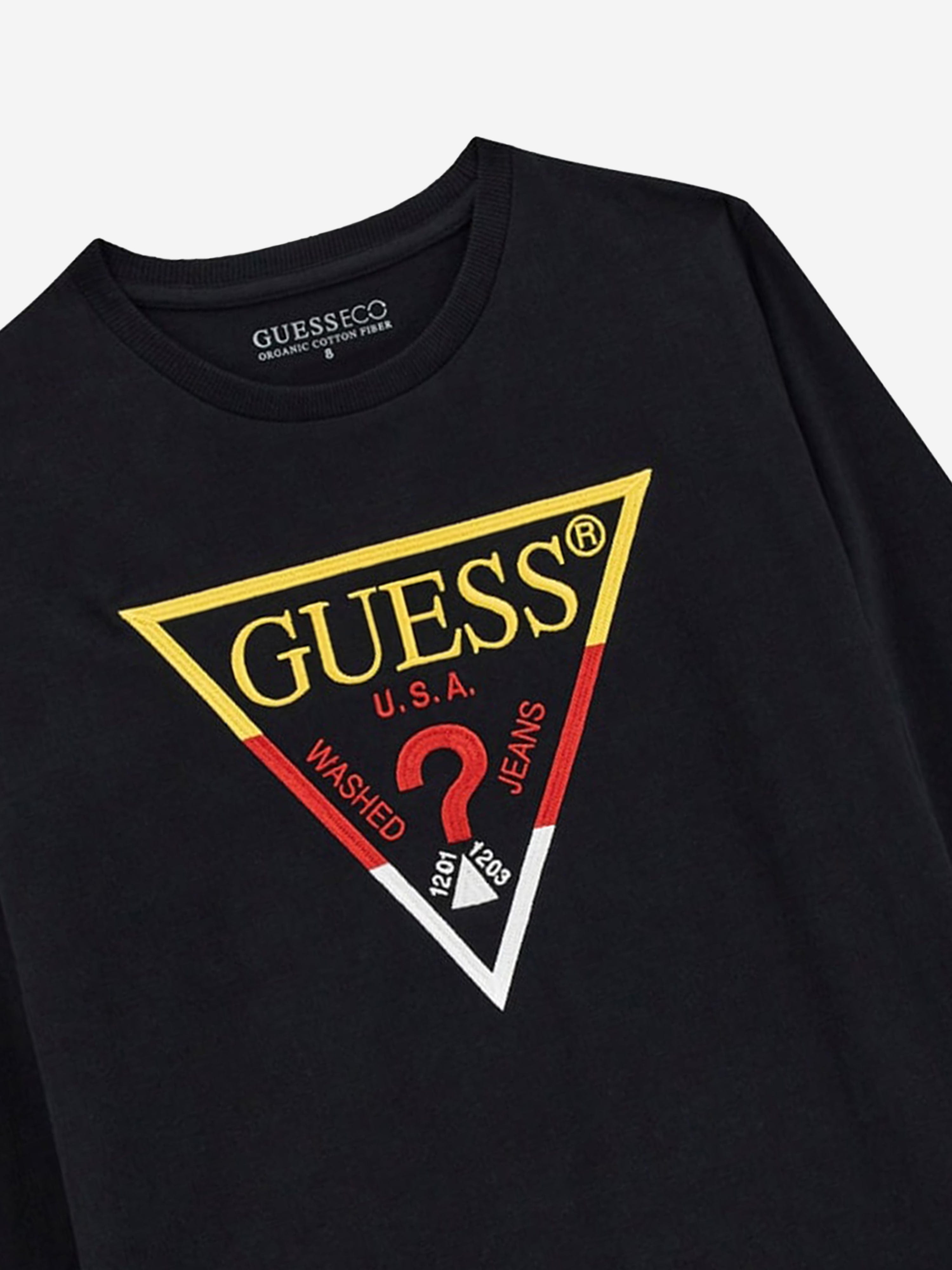 Guess Boys Long Sleeve Logo T-Shirt in Black