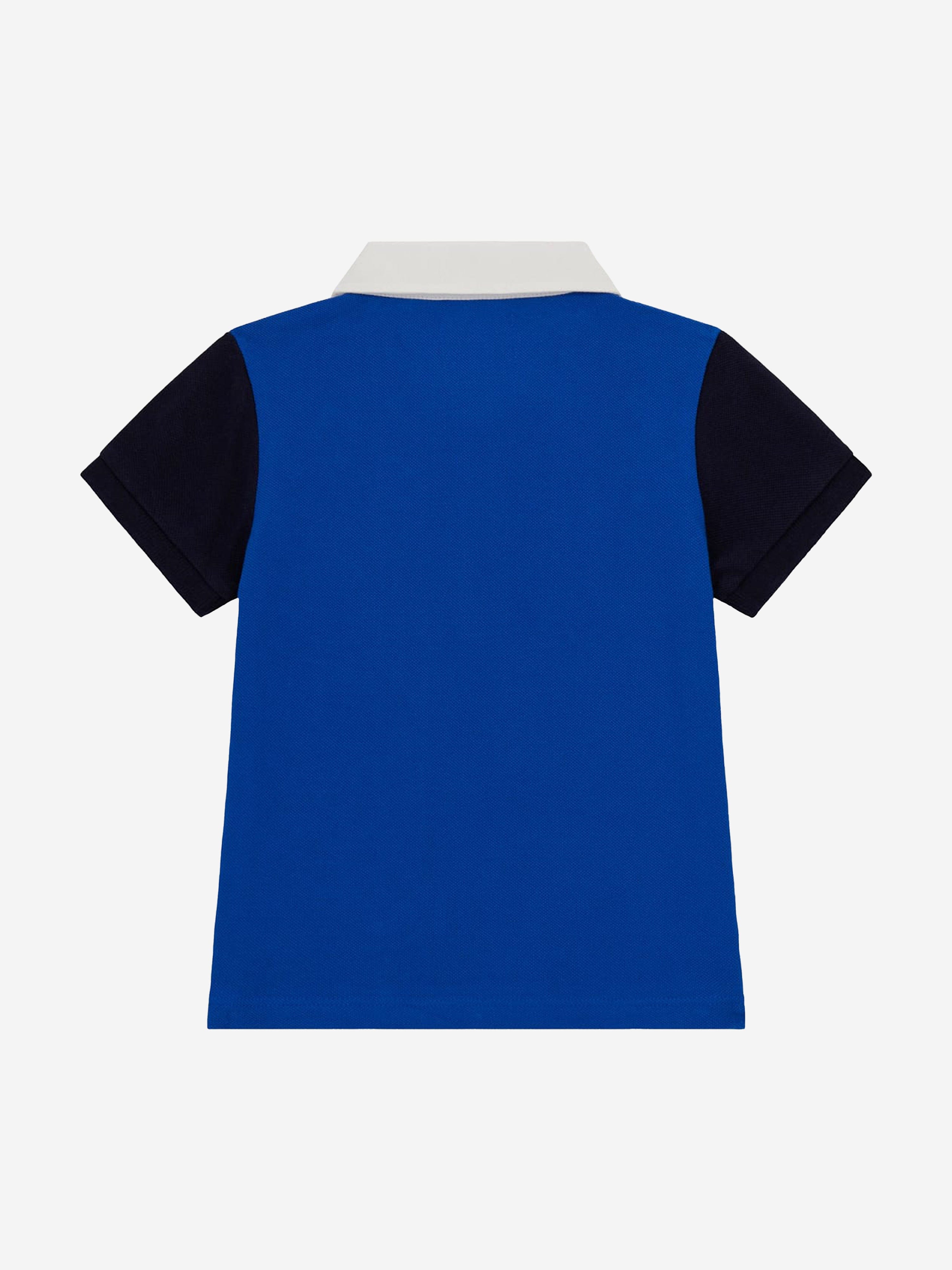 Guess Boys Colourblock Polo Shirt in Blue