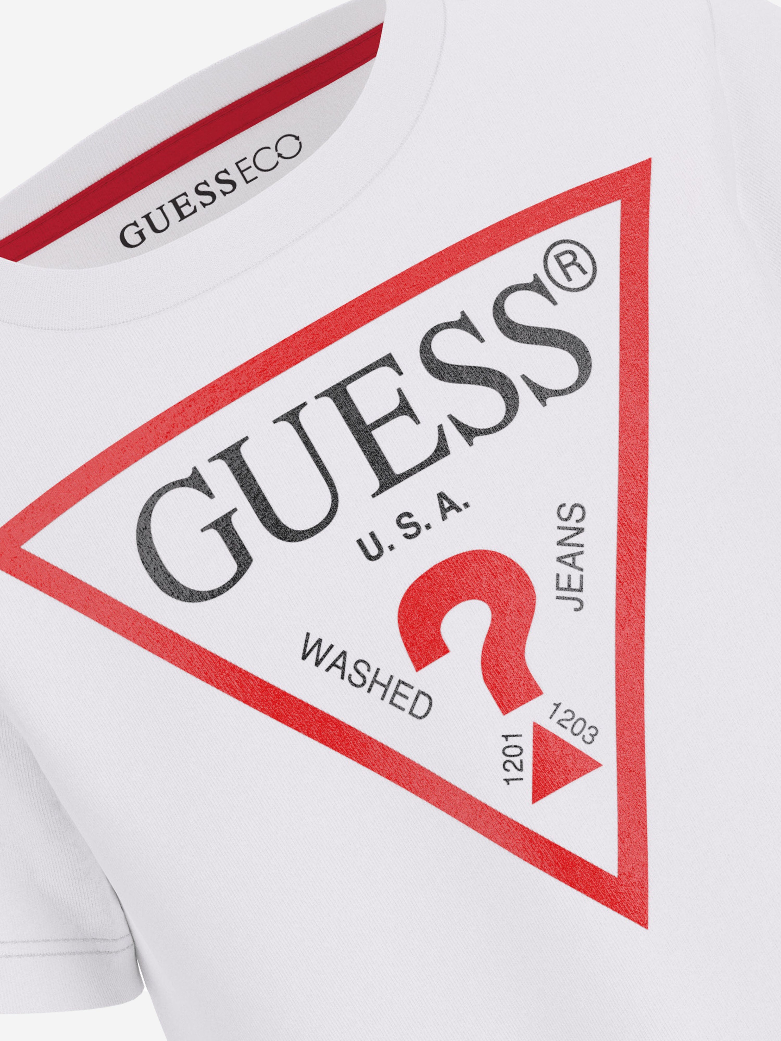 Guess Boys Logo Print T-Shirt in White