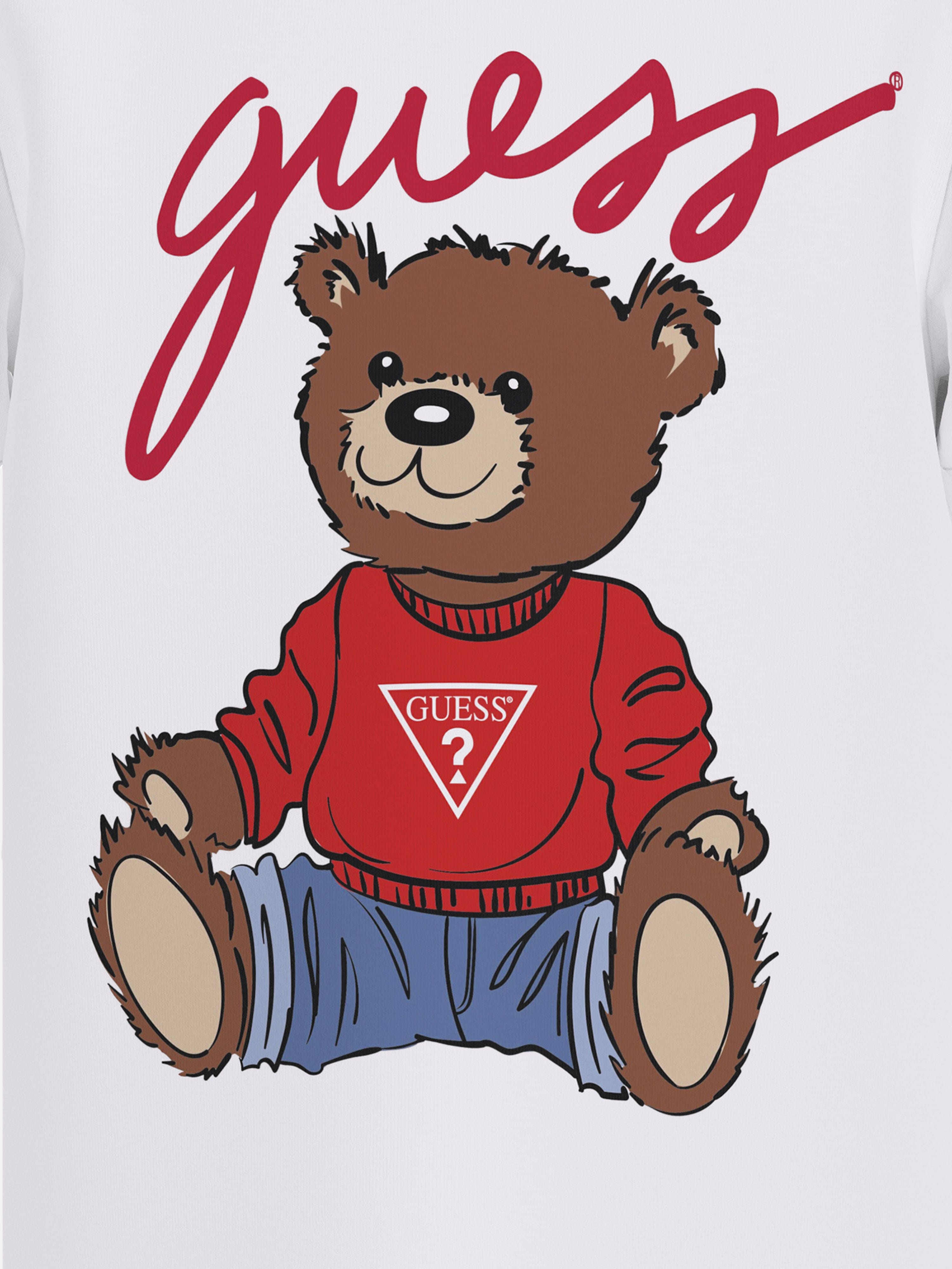 Guess Kids Teddy Bear Logo T-Shirt in White