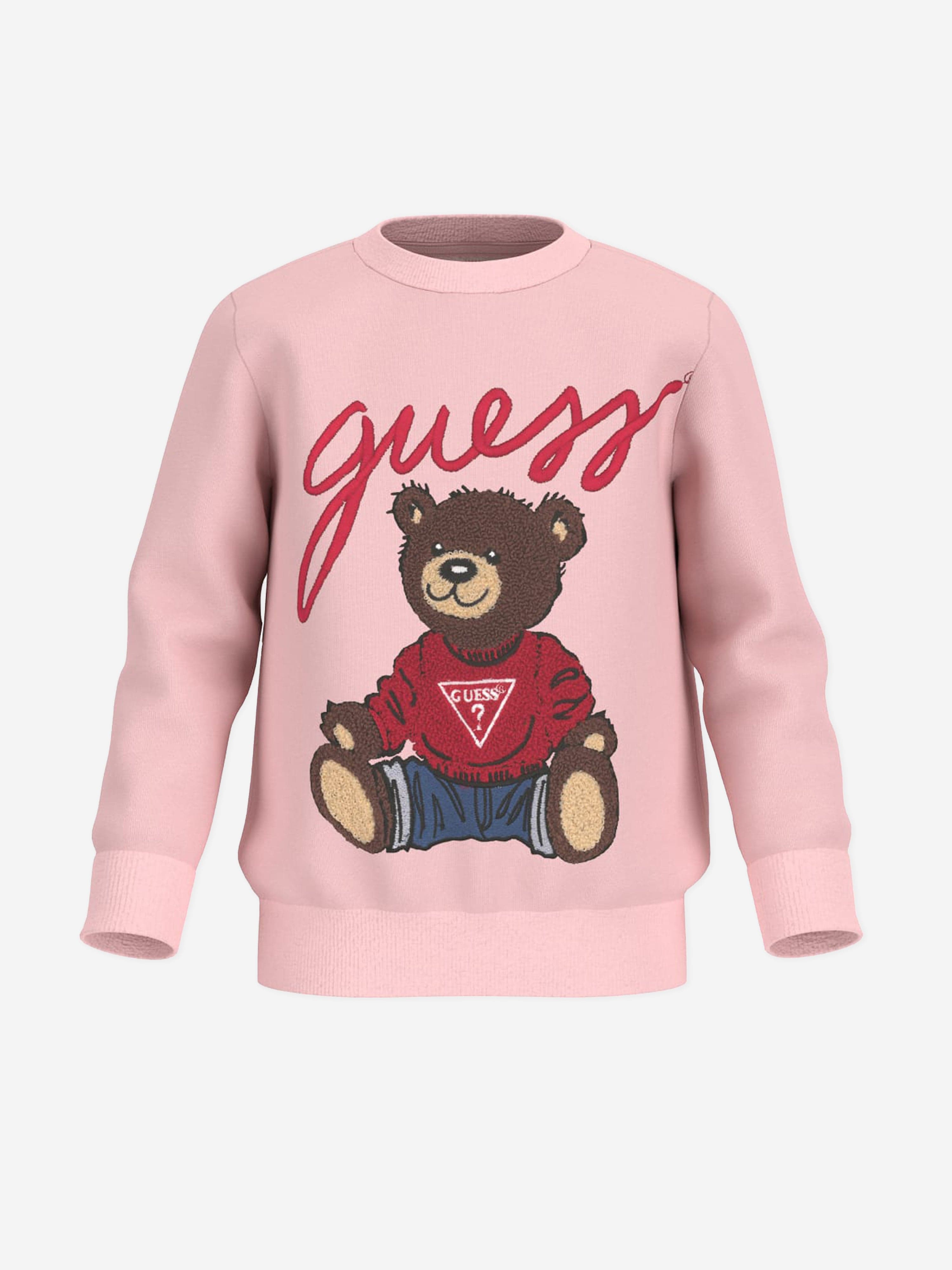 Guess Girls Teddy Bear Logo Sweatshirt in Pink