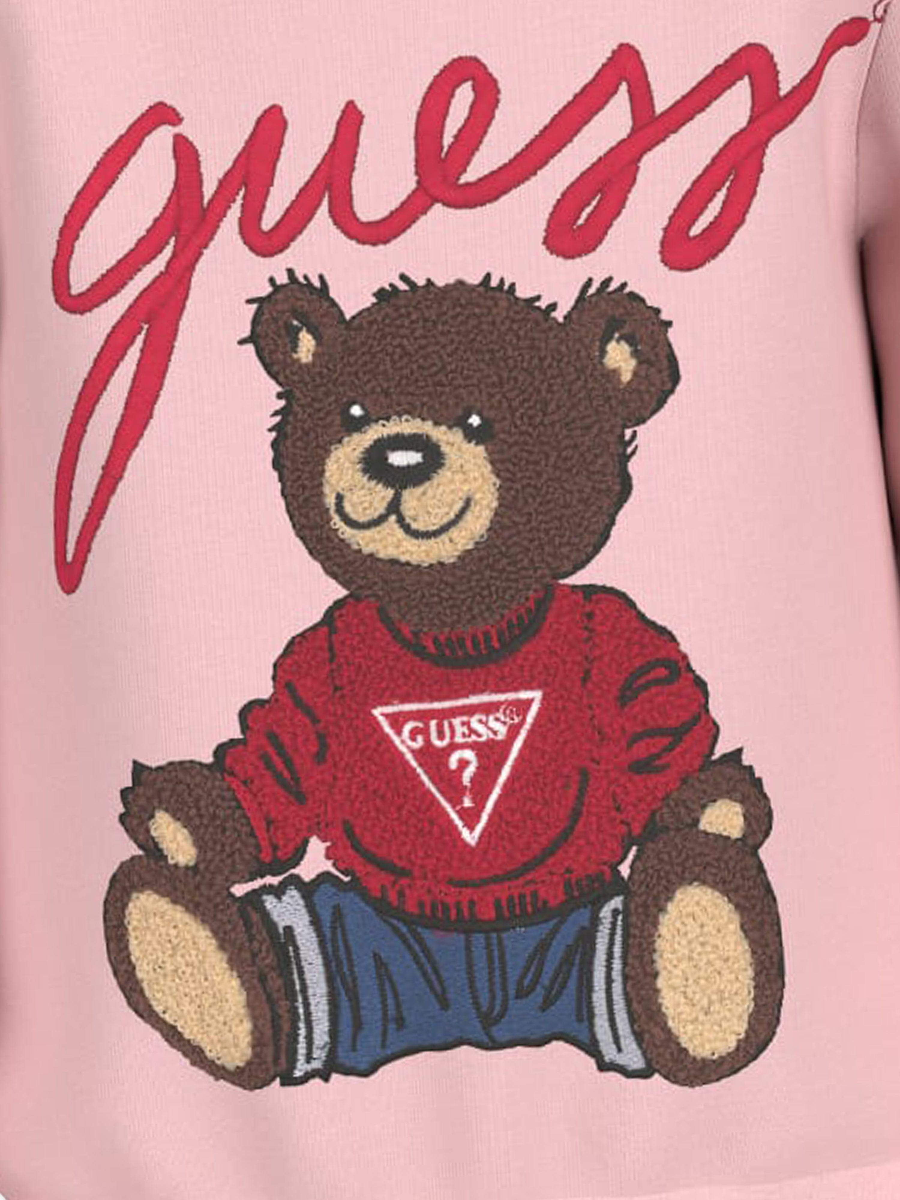 Guess Girls Teddy Bear Logo Sweatshirt in Pink