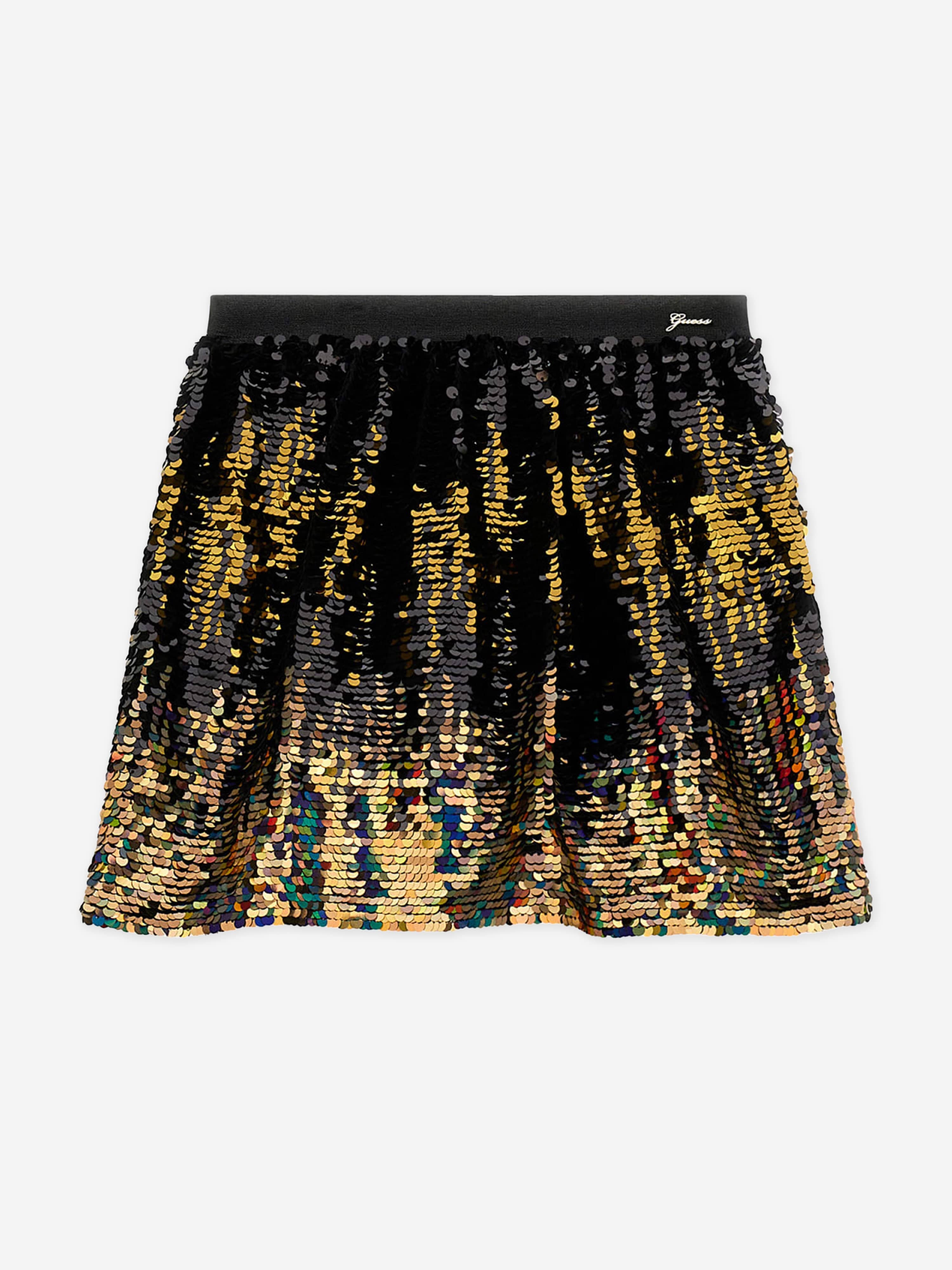 Guess Girls Sequins Midi Skirt in Black