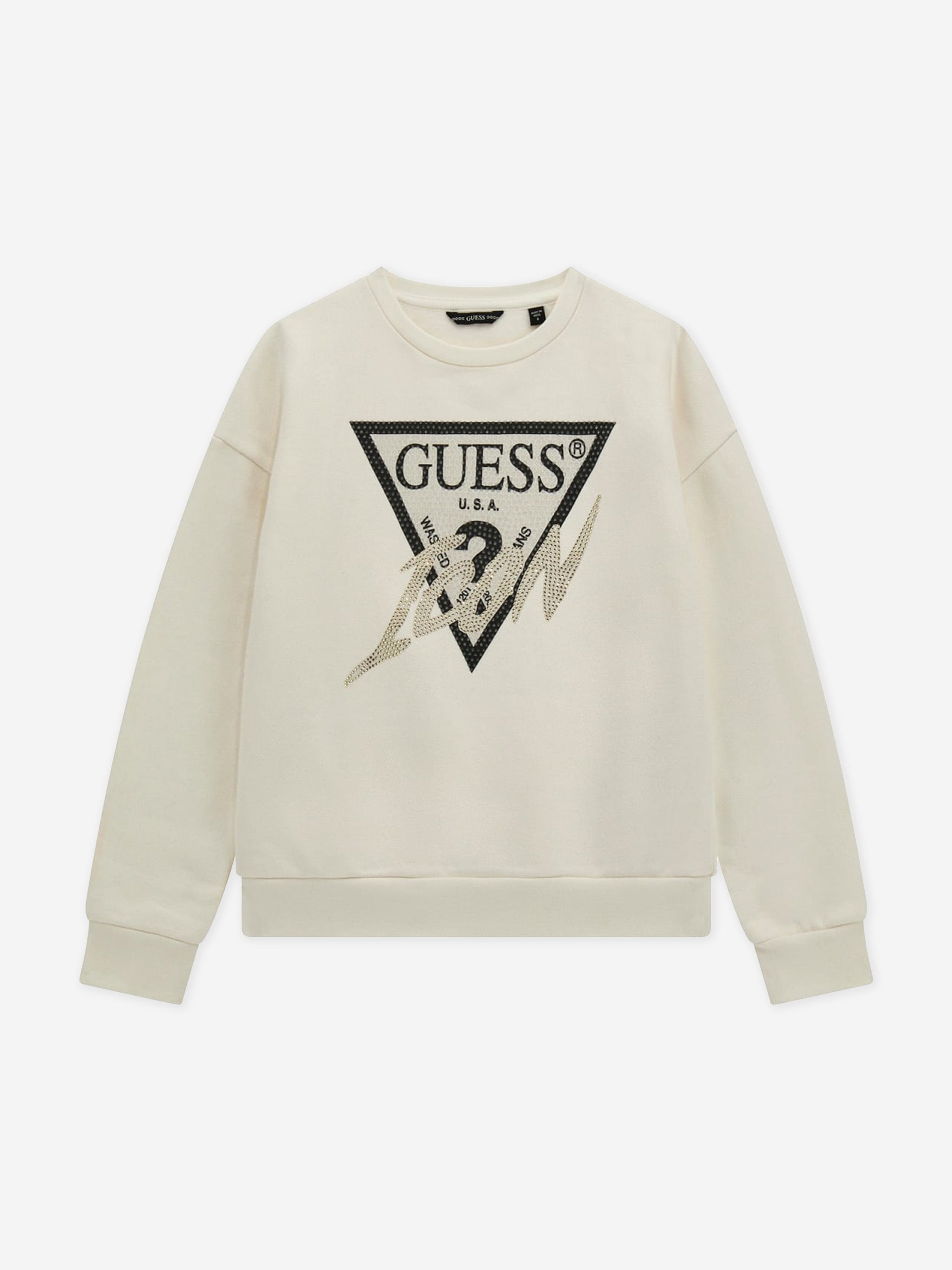 Guess Girls Logo Sweatshirt in Ivory