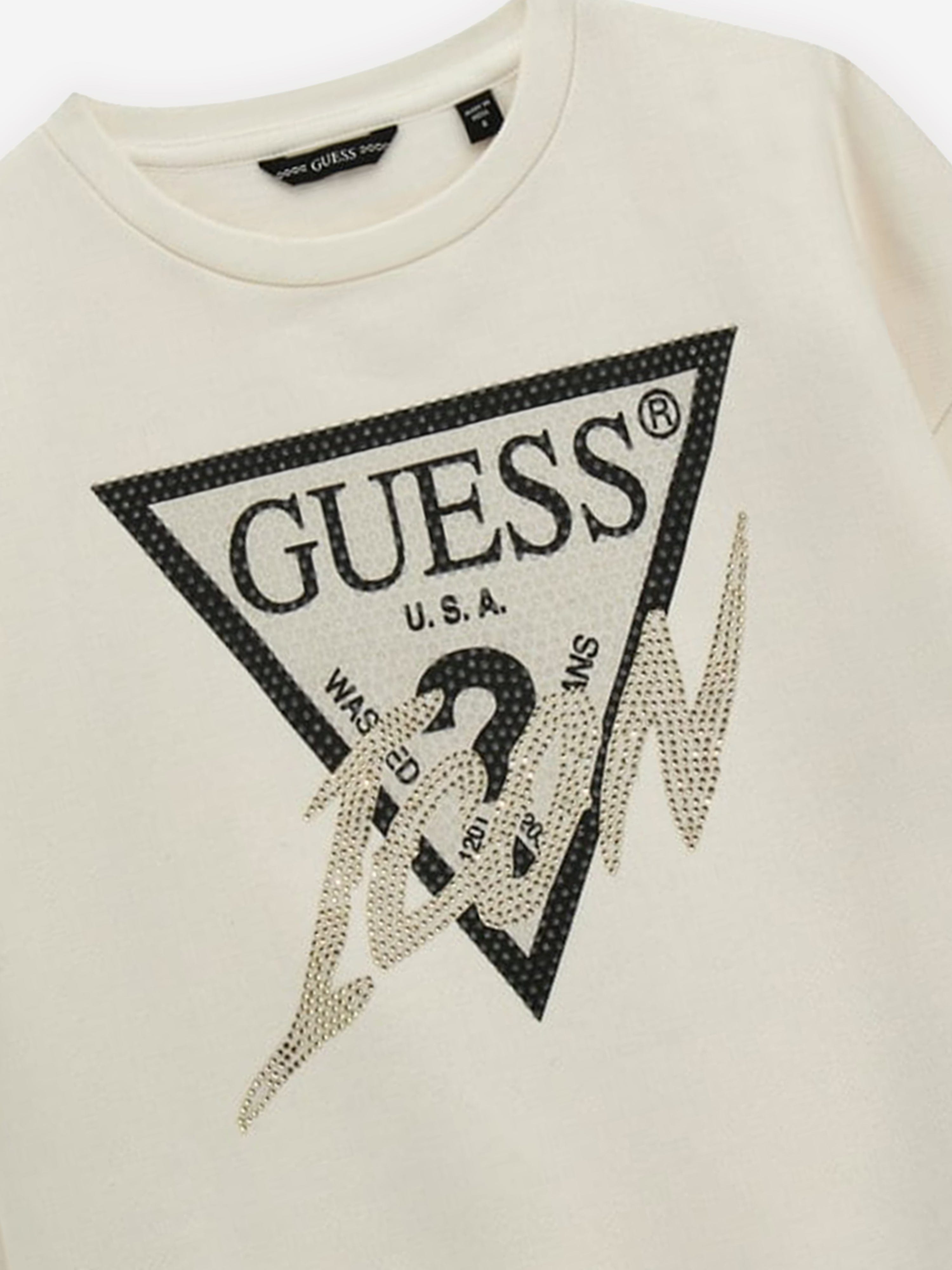 Guess Girls Logo Sweatshirt in Ivory