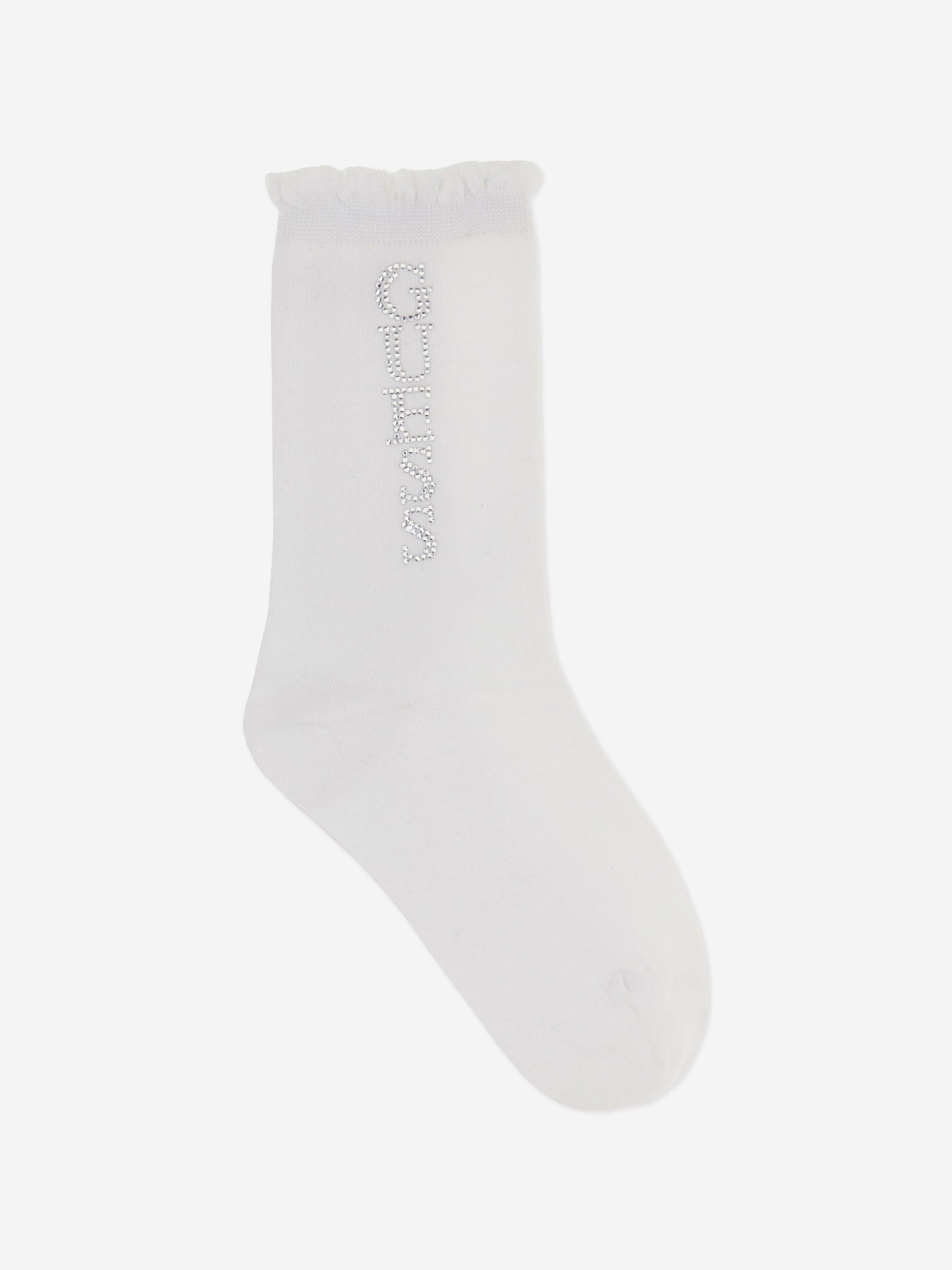 Guess Girls Logo Socks in White