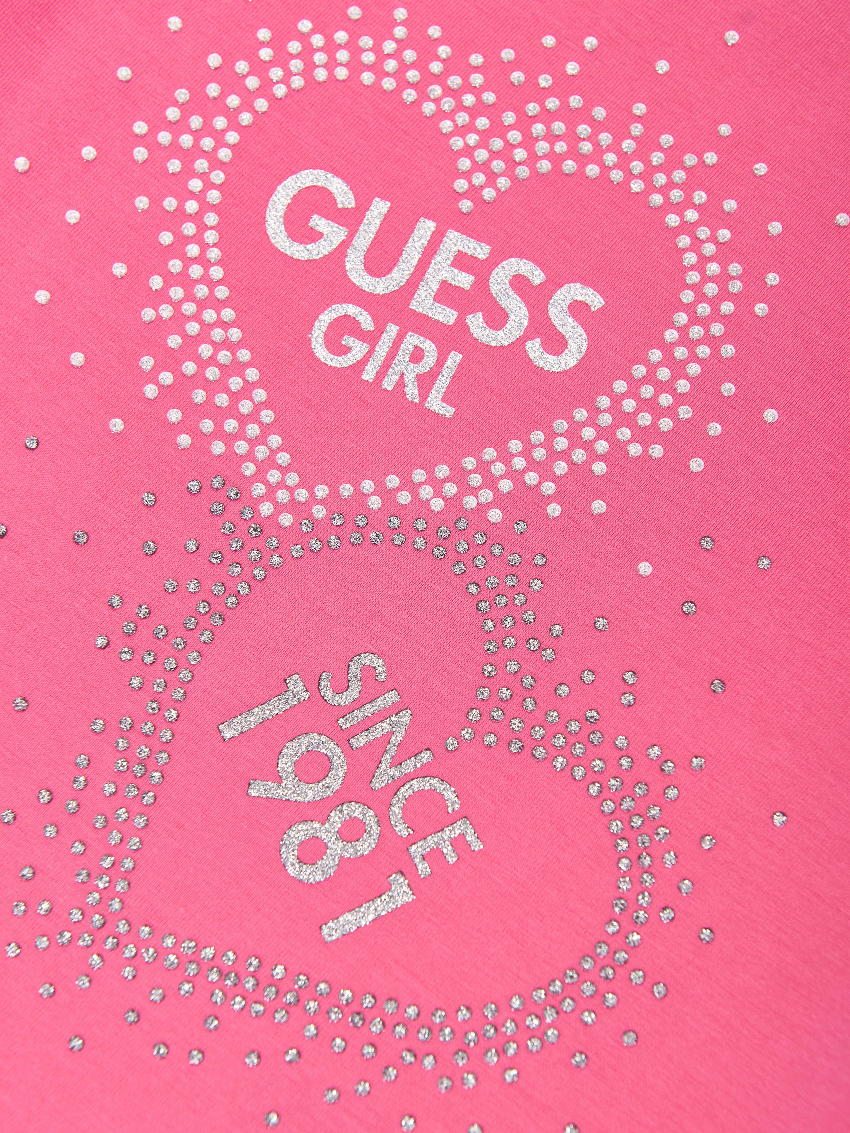 Guess Girls Heart Logo T-Shirt in Pink