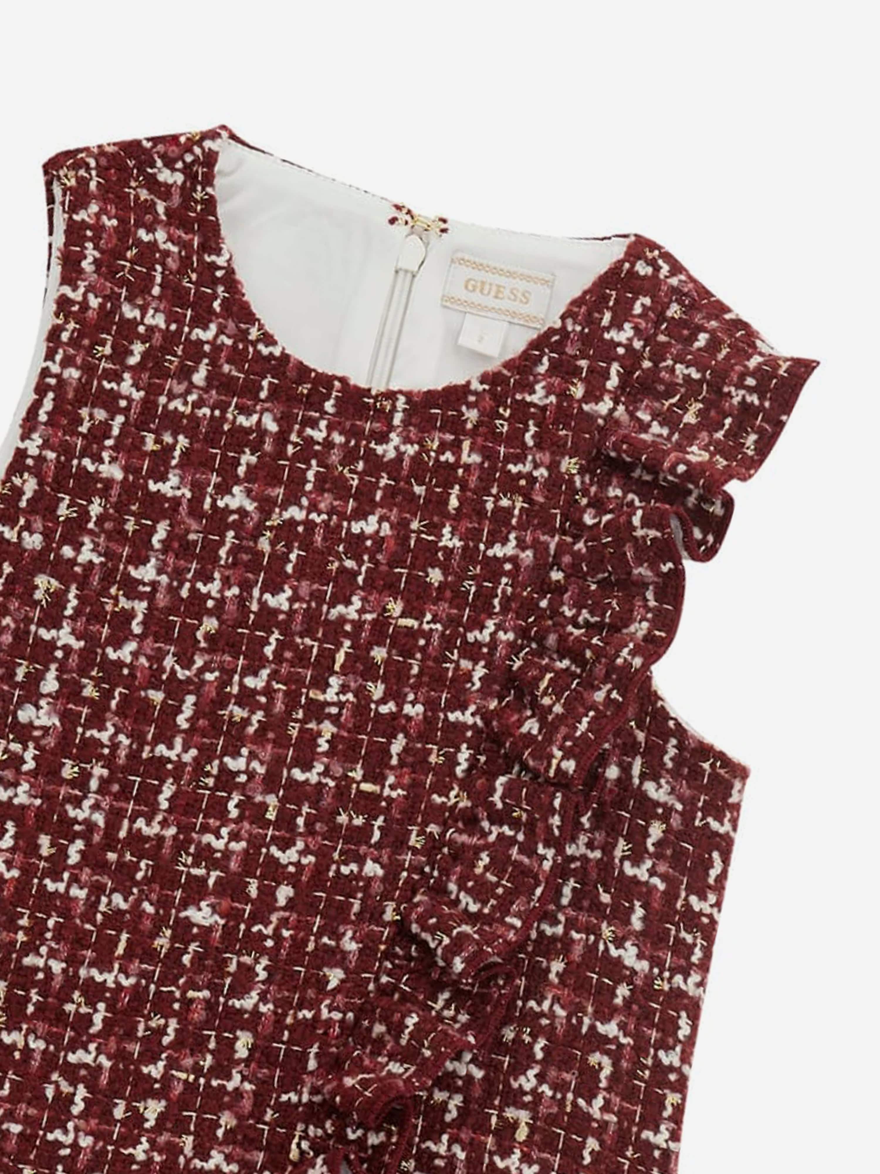 Guess Girls Tweed Sleeveless Dress in Red