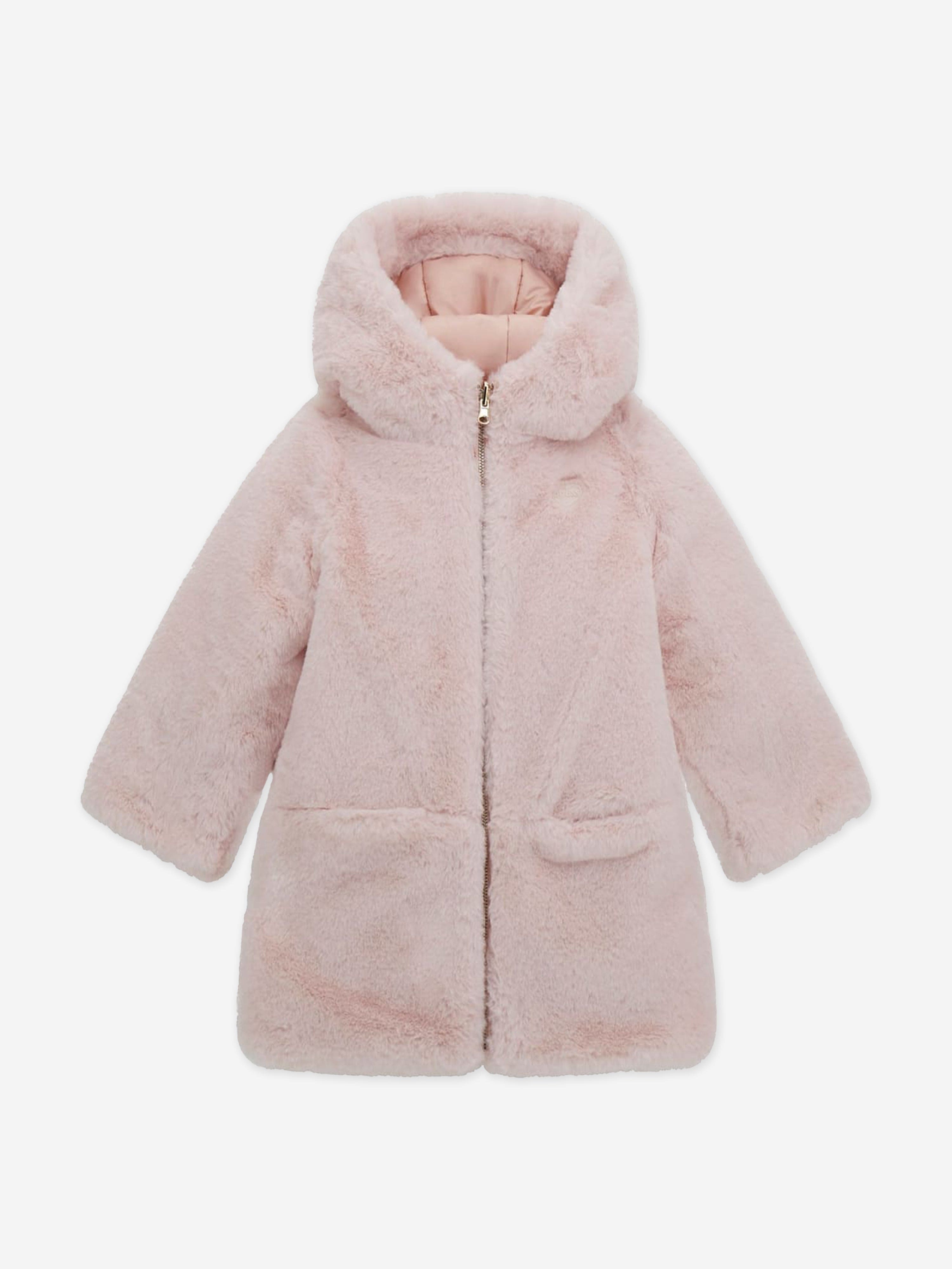 Guess Girls Hooded Reversible Coat in Pink