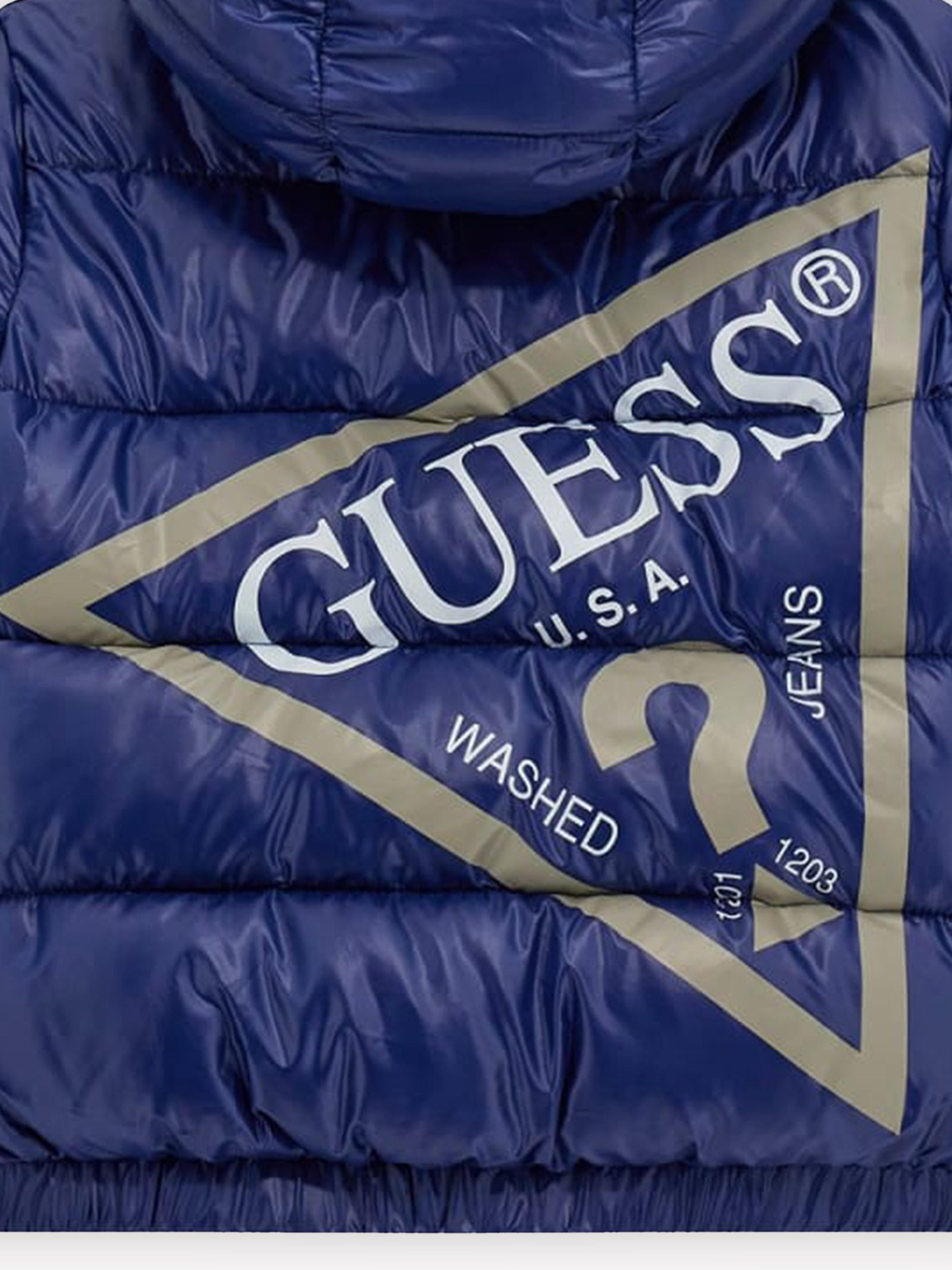 Guess Boys Hooded Padded Jacket in Blue