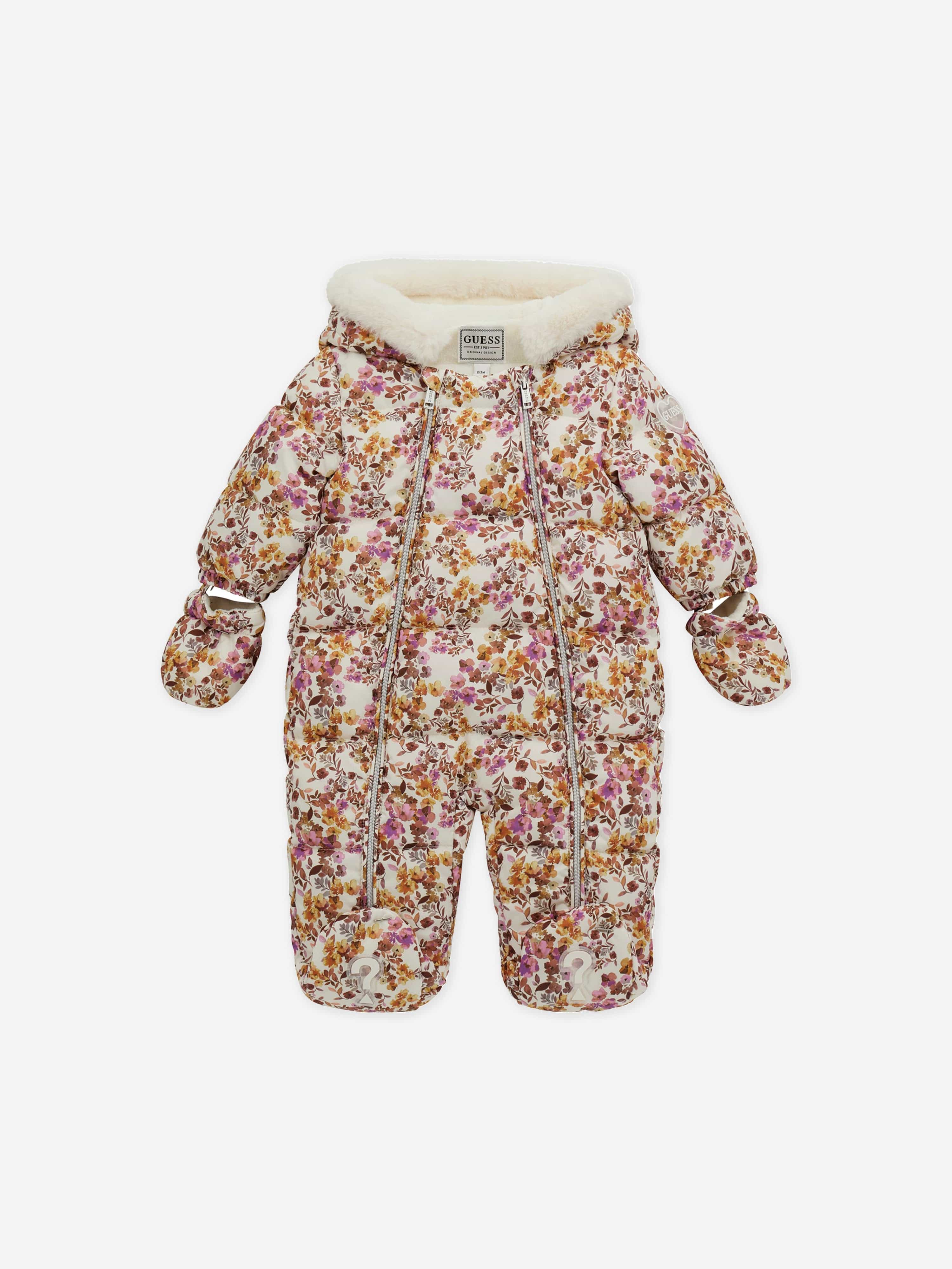 Baby Girls Floral Snowsuit in Pink