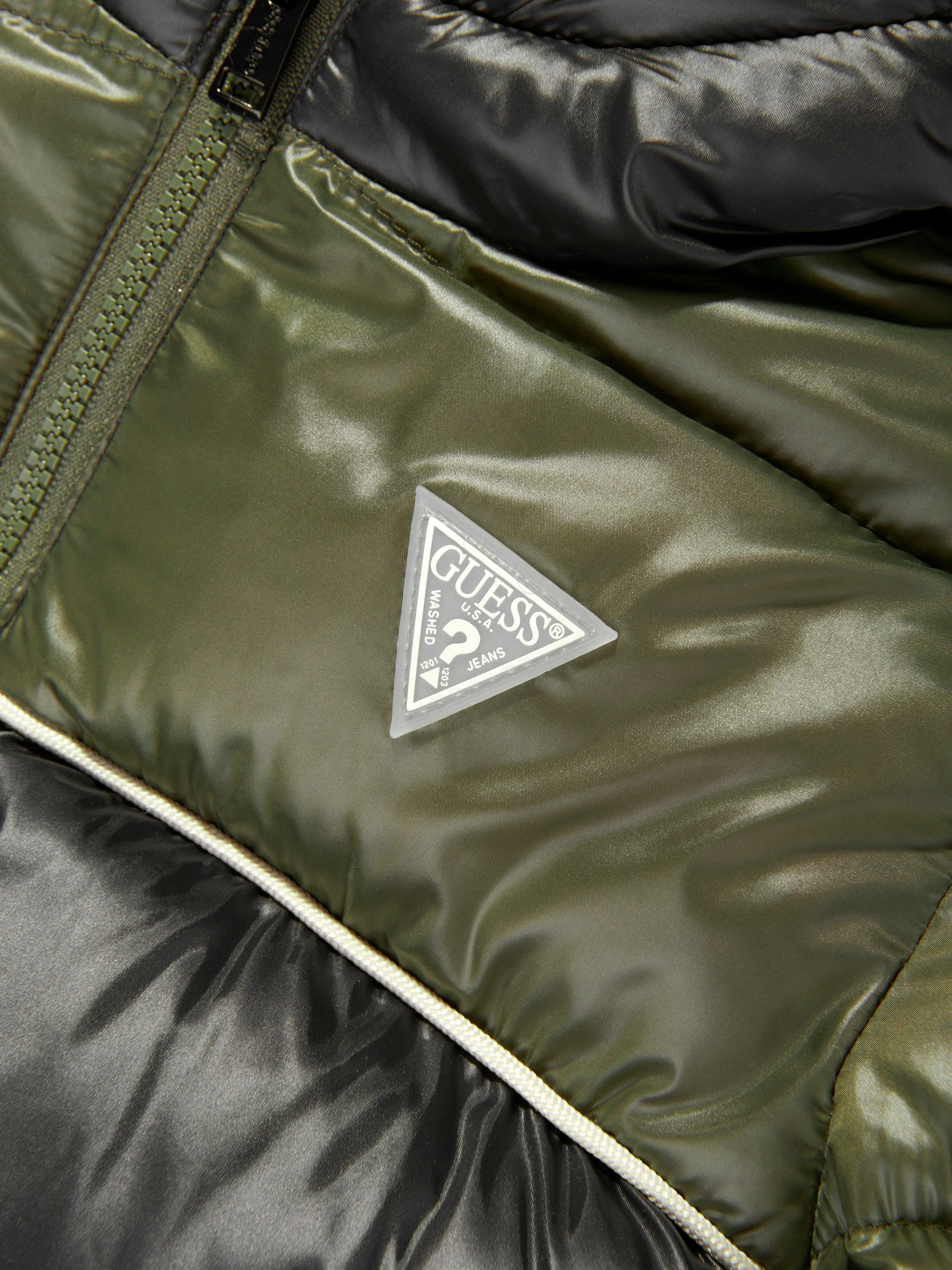 Guess Boys Hooded Puffer Jacket in Green