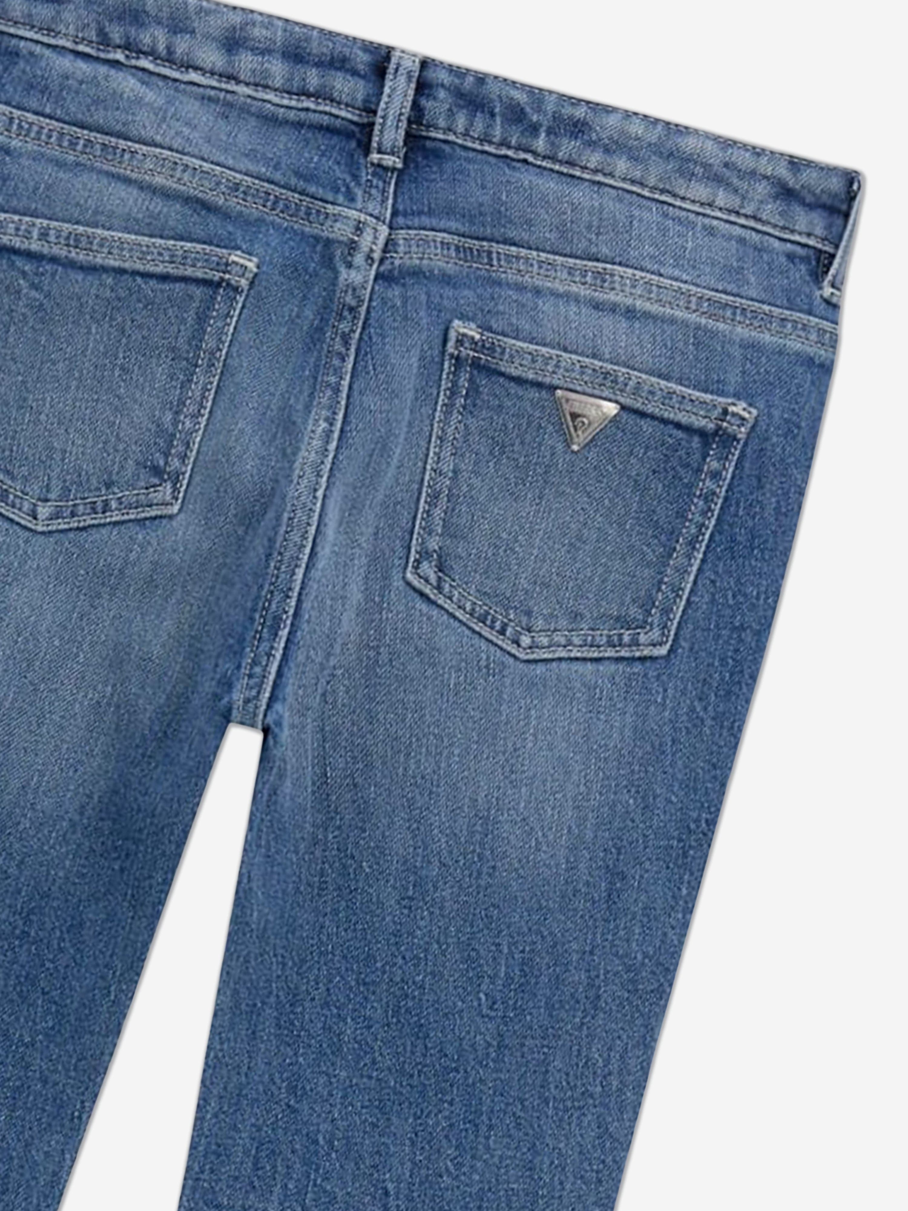 Guess Girls Denim Flared Jeans with Rhinestones in Blue