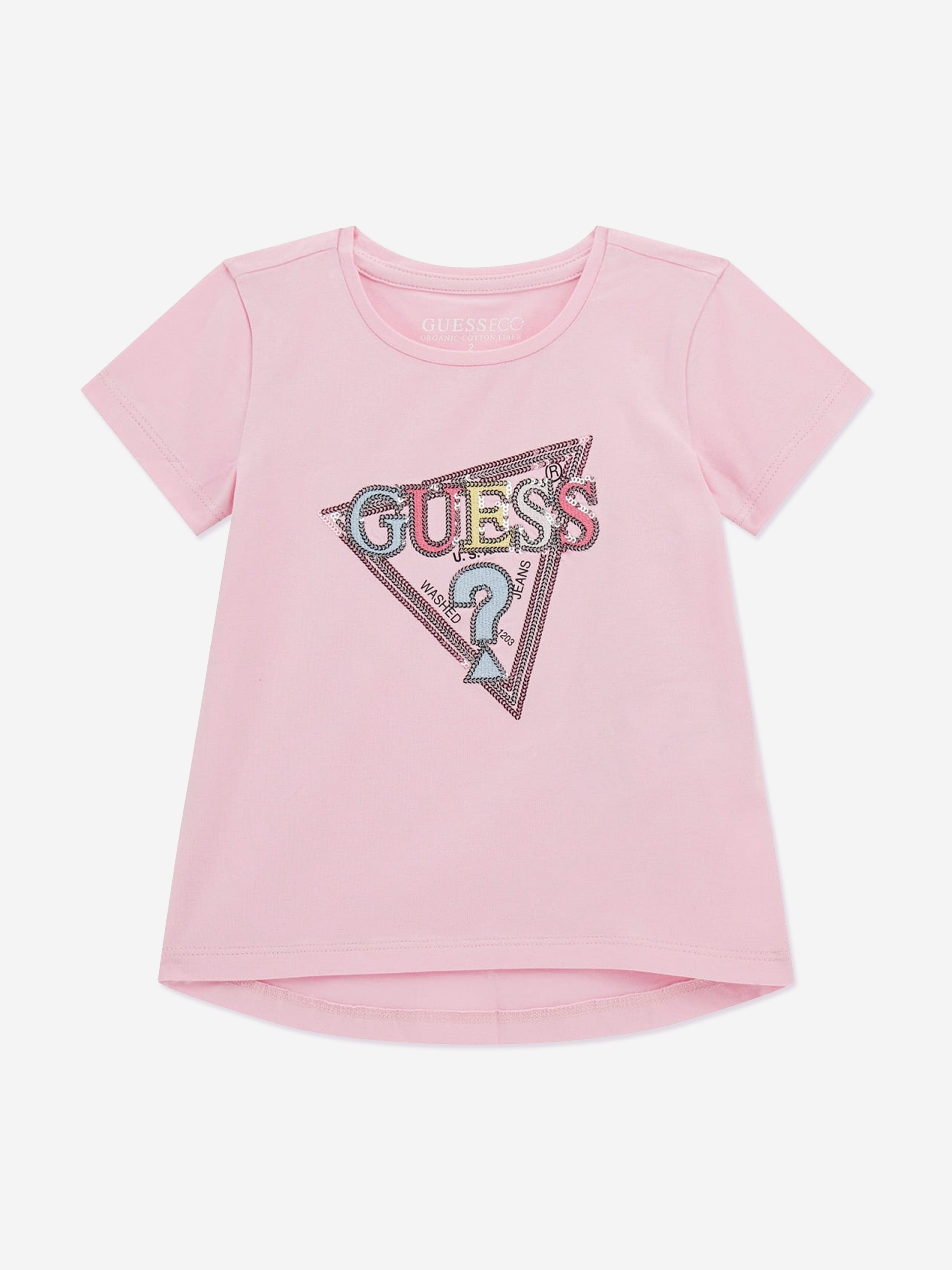 Guess Girls High Low T-Shirt in Pink