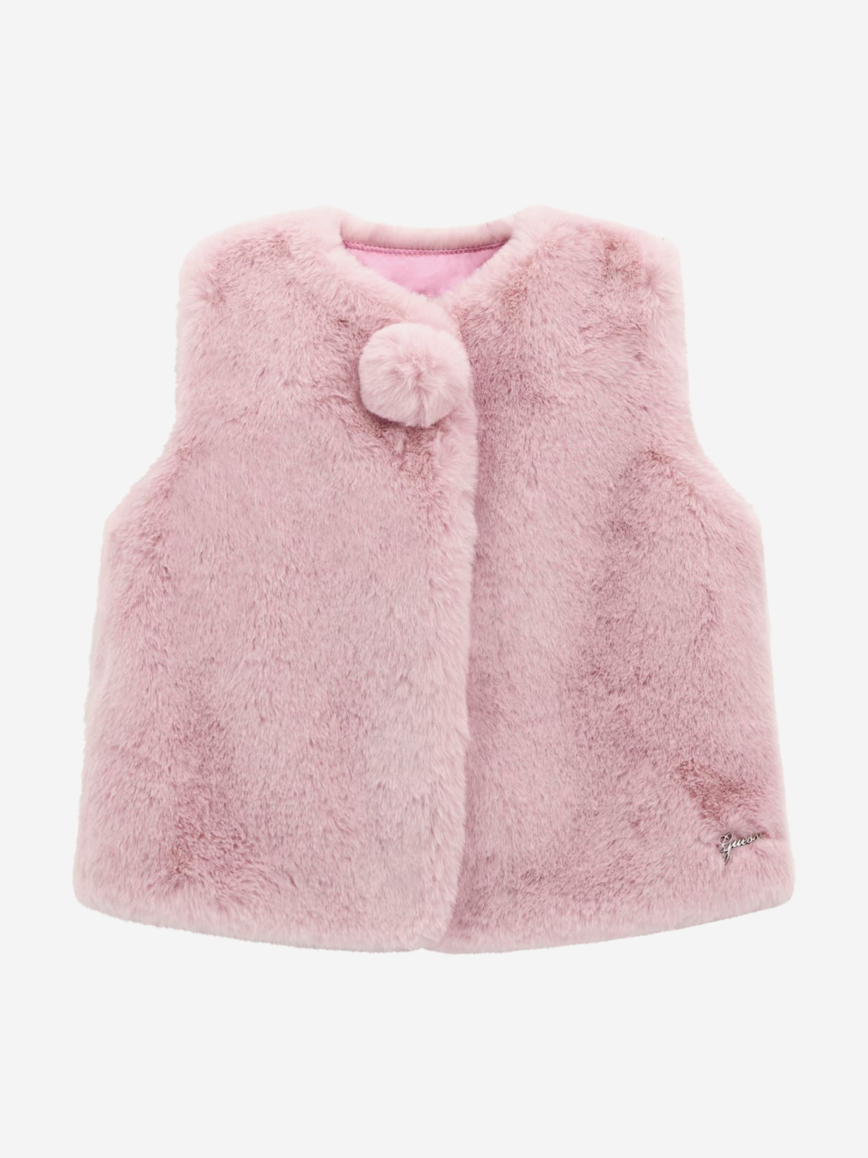 Guess Girls Faux Fur Gilet in Pink