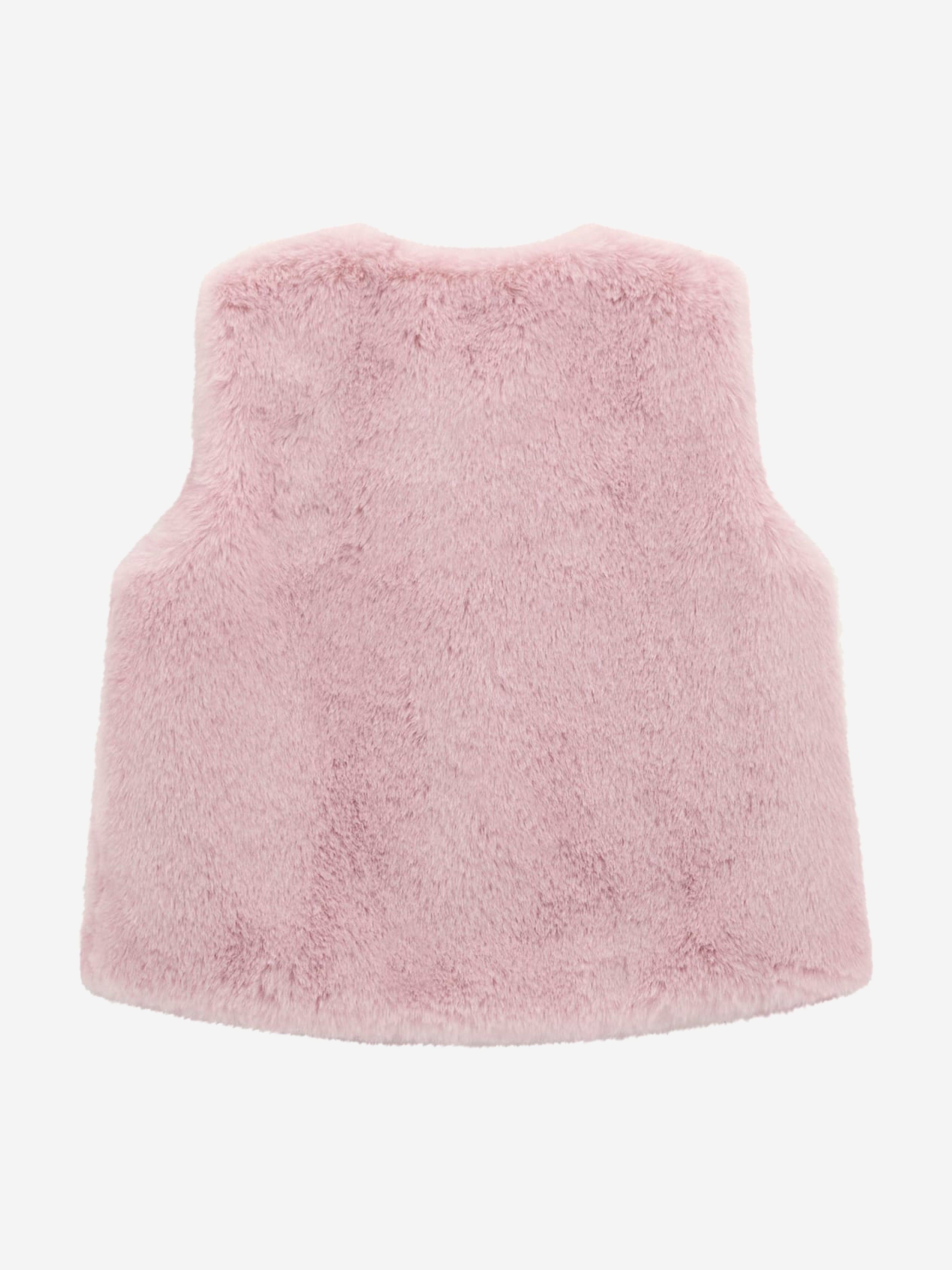 Guess Girls Faux Fur Gilet in Pink