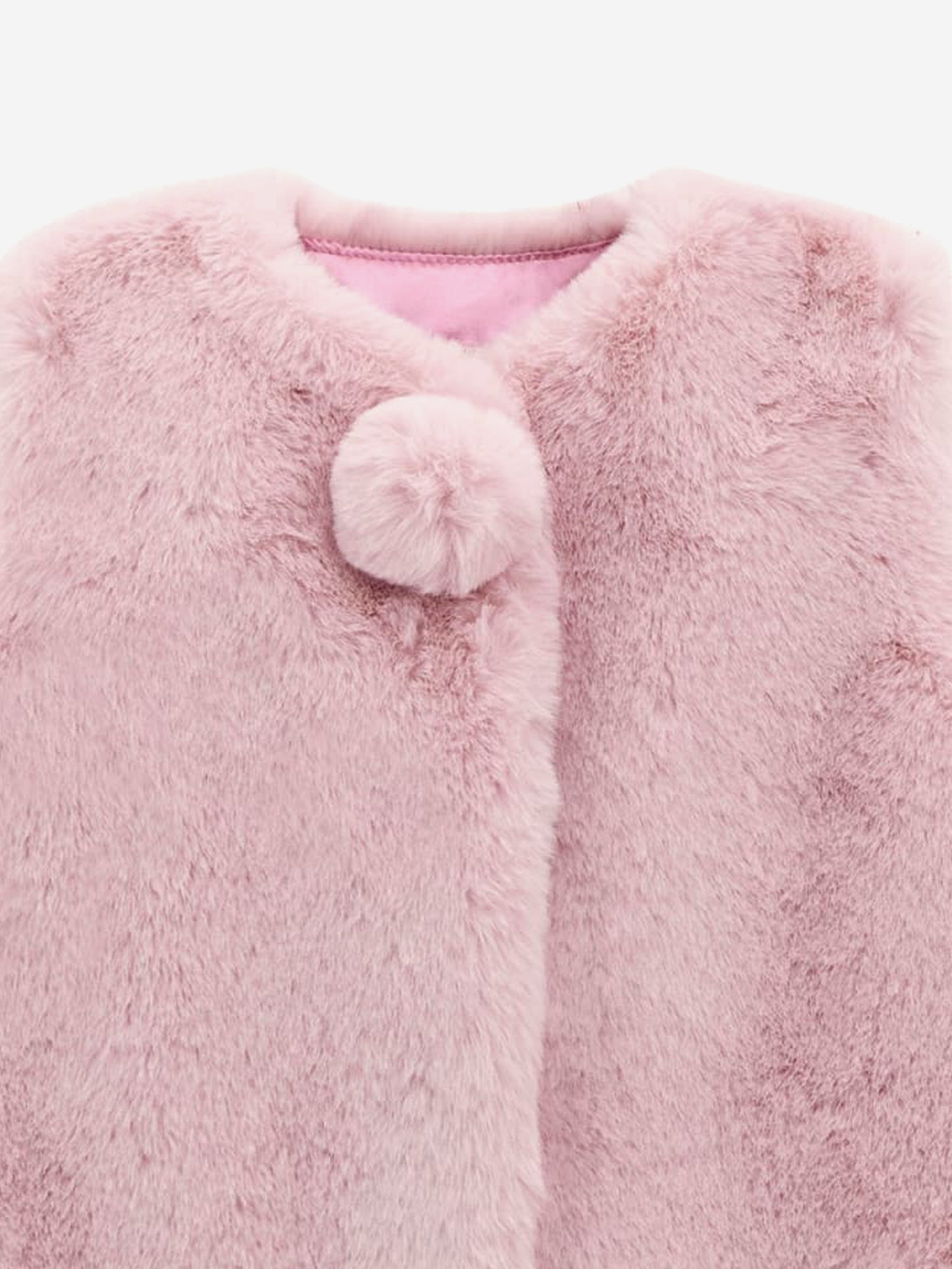 Guess Girls Faux Fur Gilet in Pink