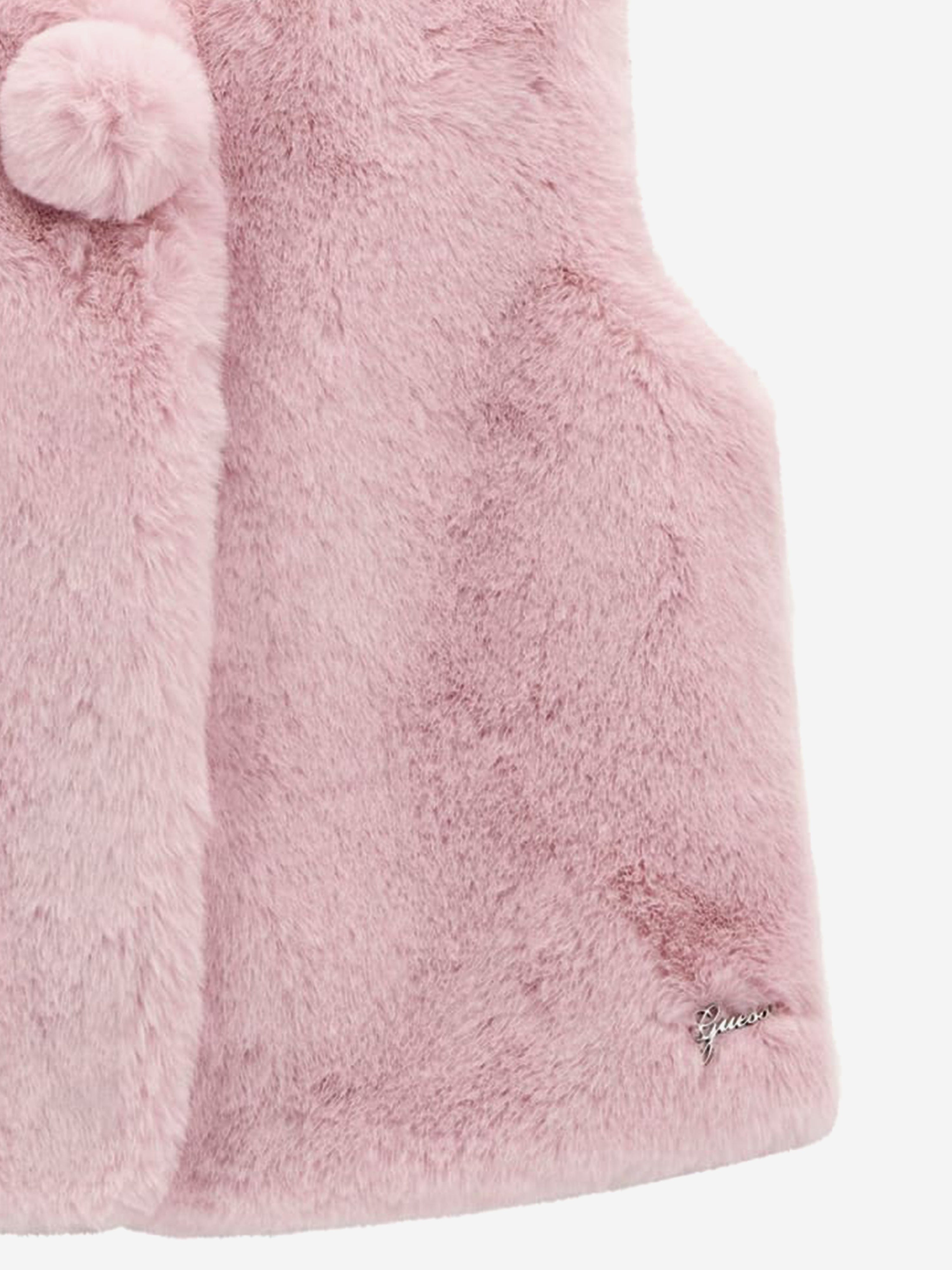 Guess Girls Faux Fur Gilet in Pink