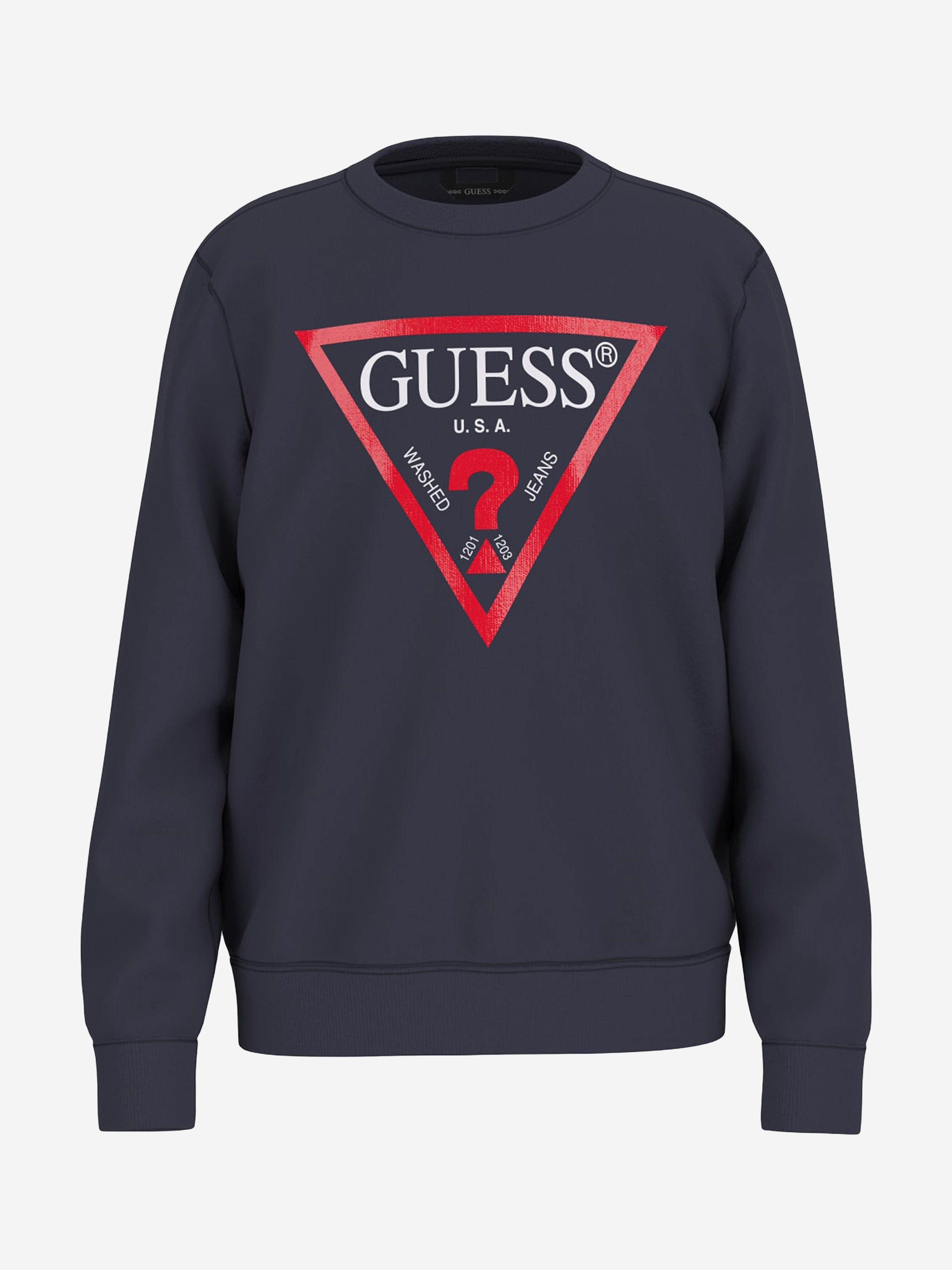 Guess Boys Logo Print Sweatshirt in Navy