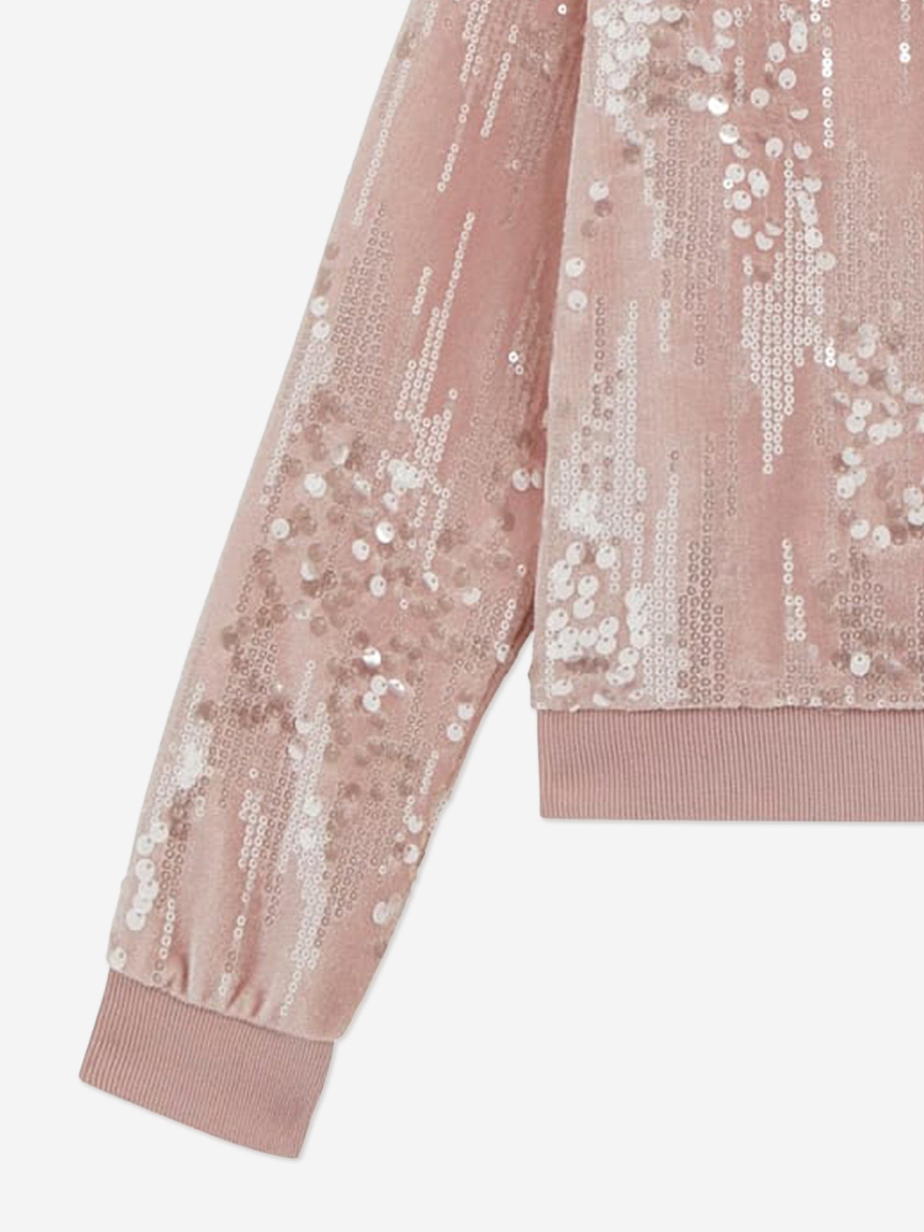 Guess Girls Velvet Zip Up Top in Pink