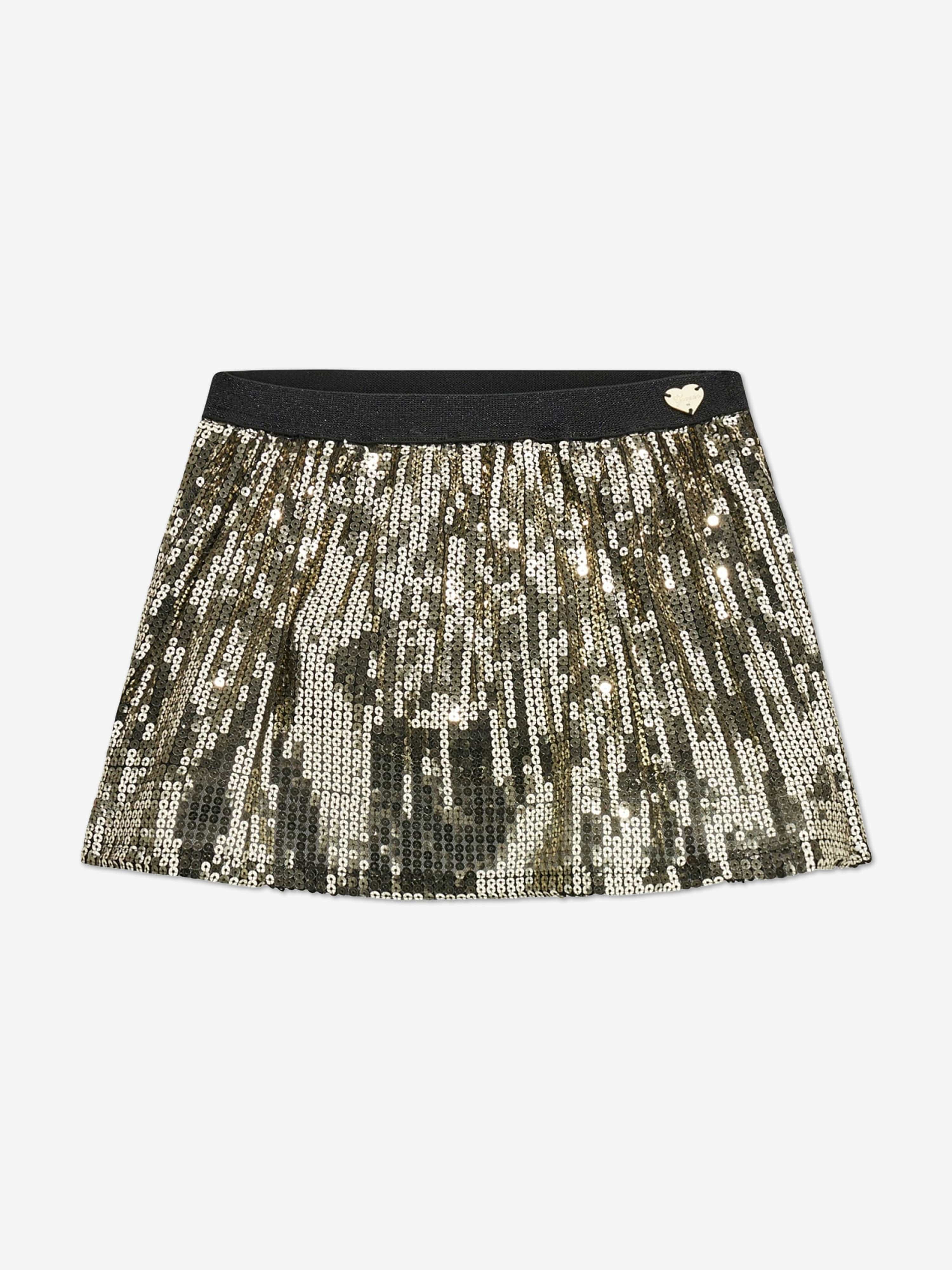 Guess Girls Sequin Mini Skirt in Gold
