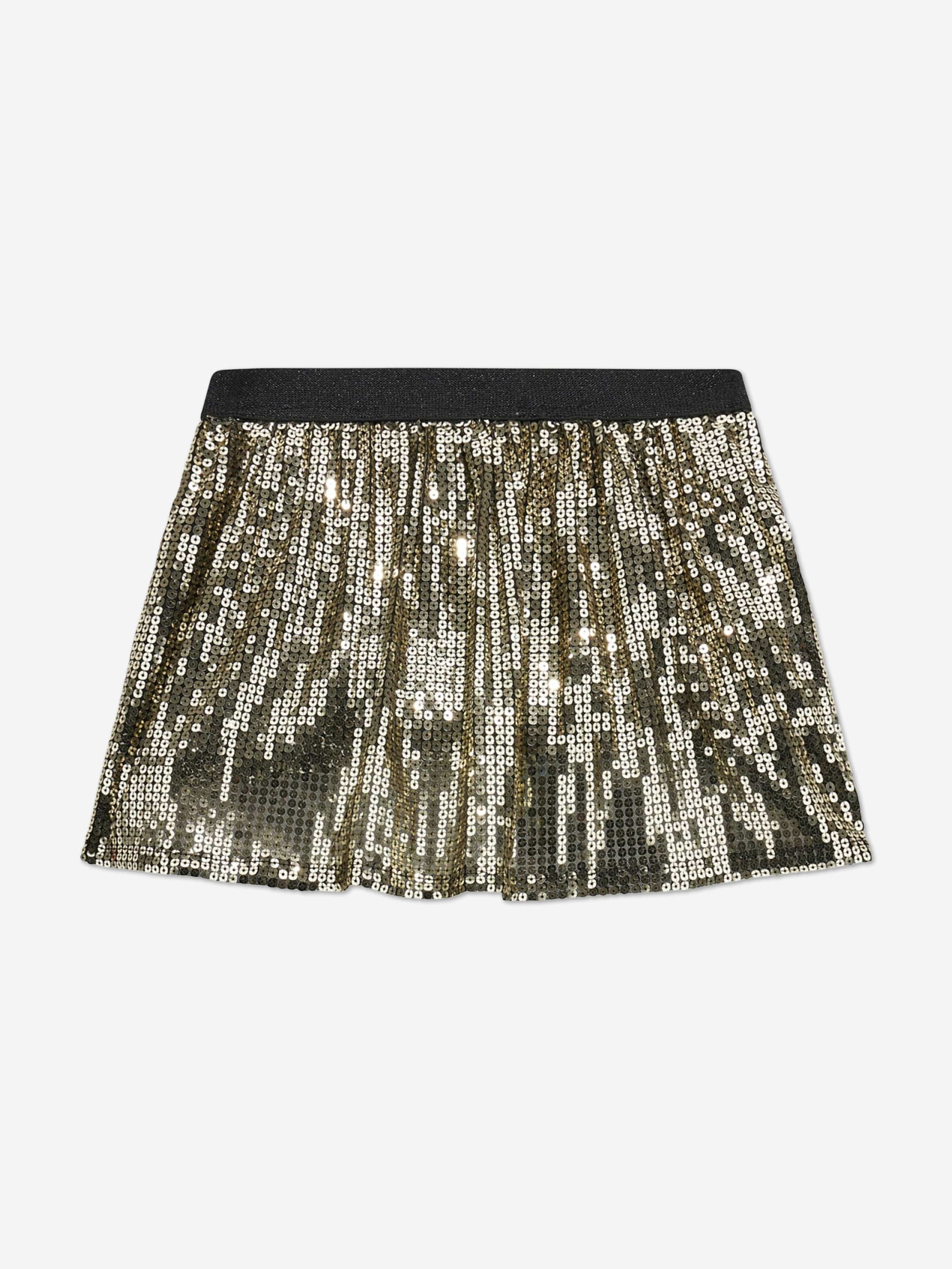 Guess Girls Sequin Mini Skirt in Gold