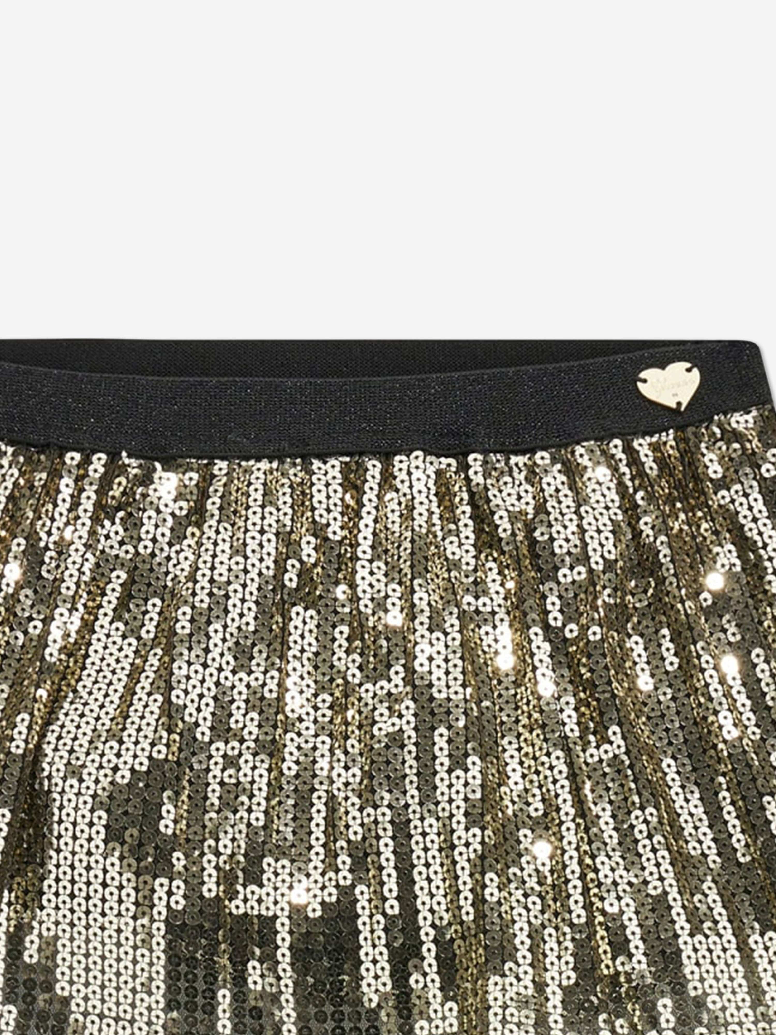 Guess Girls Sequin Mini Skirt in Gold