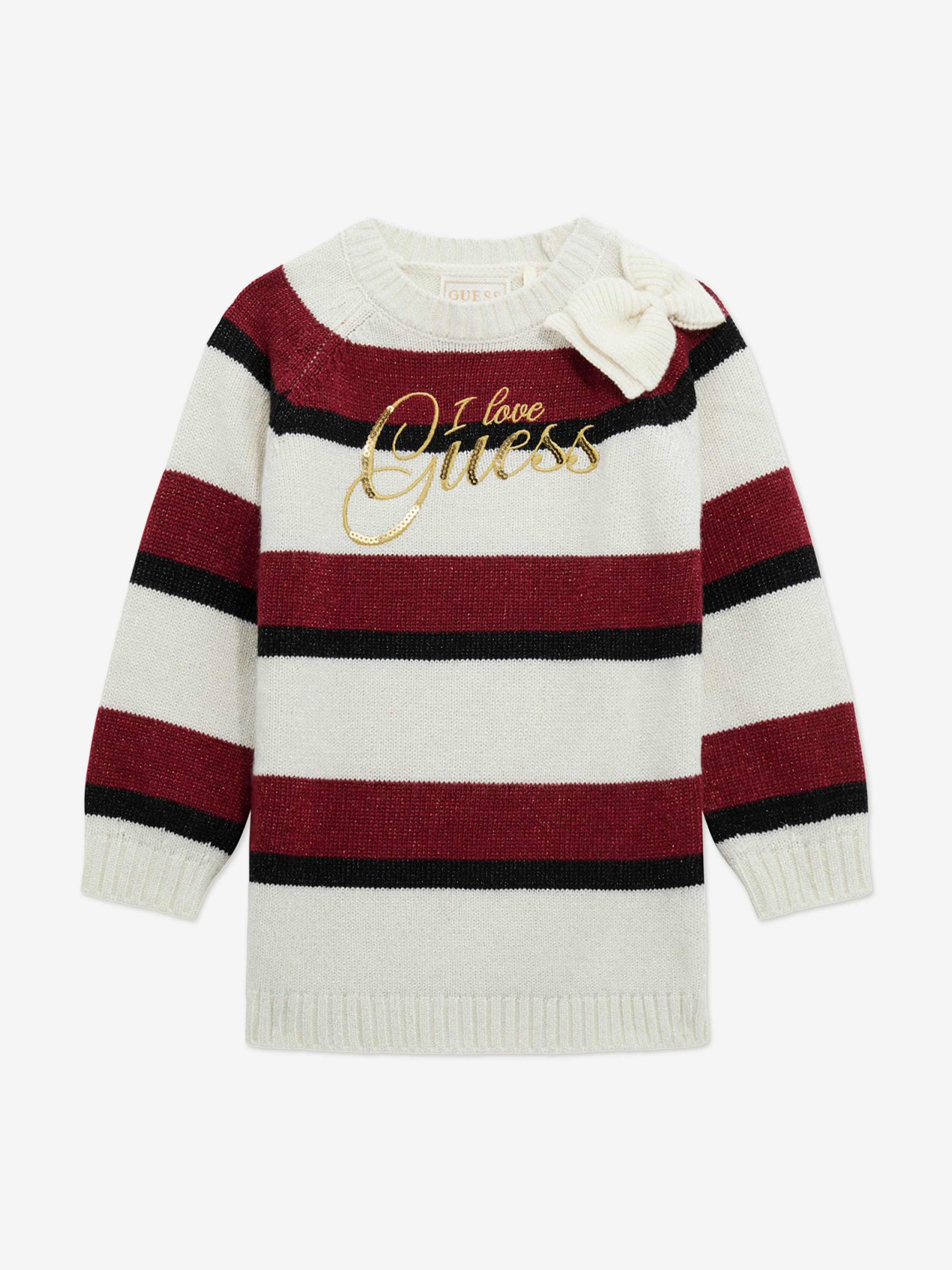 Guess Girls Striped Knitted Dress in Multicolour