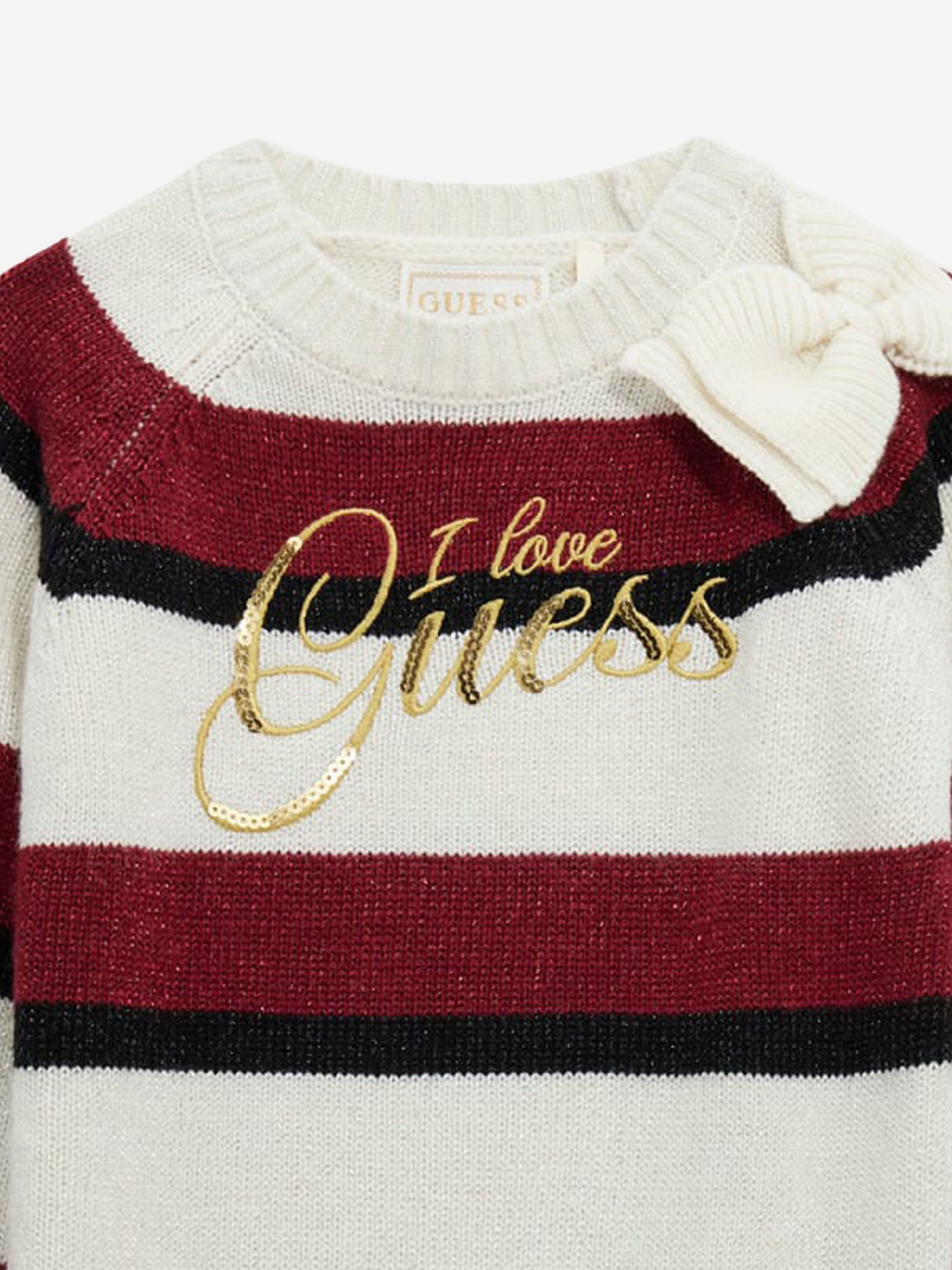 Guess Girls Striped Knitted Dress in Multicolour