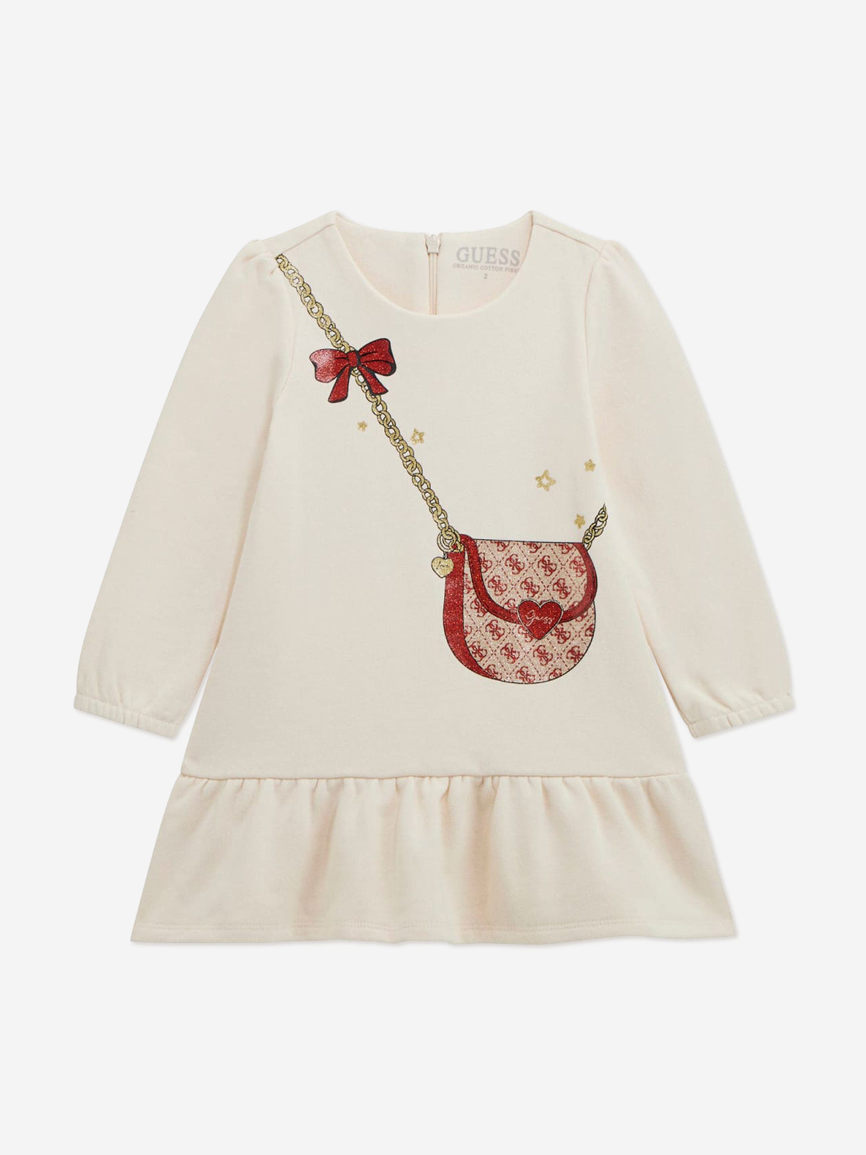 Guess Girls Bag Print Sweater Dress in Ivory