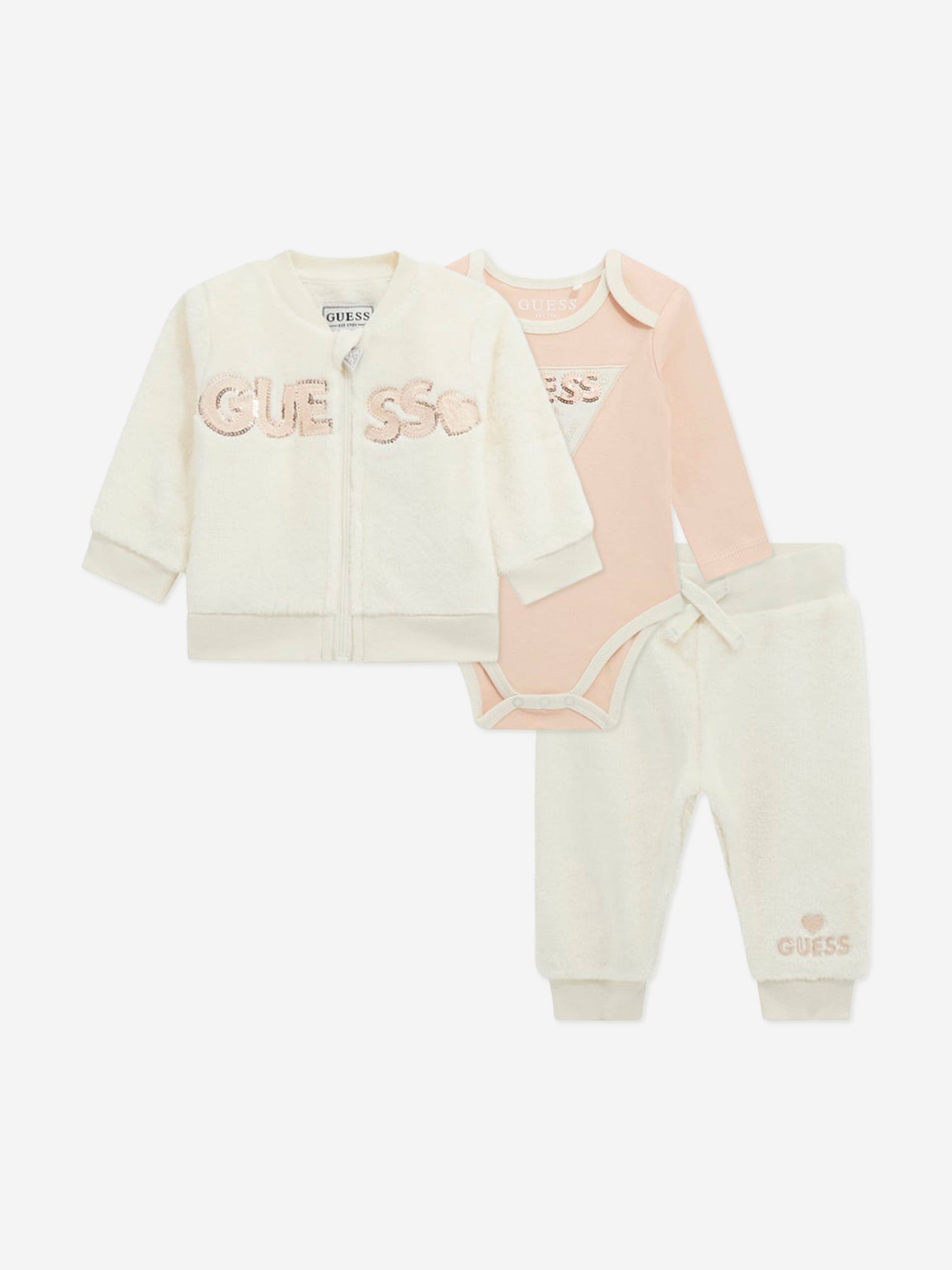 Guess Baby Girls 3 Piece Tracksuit Set in Ivory