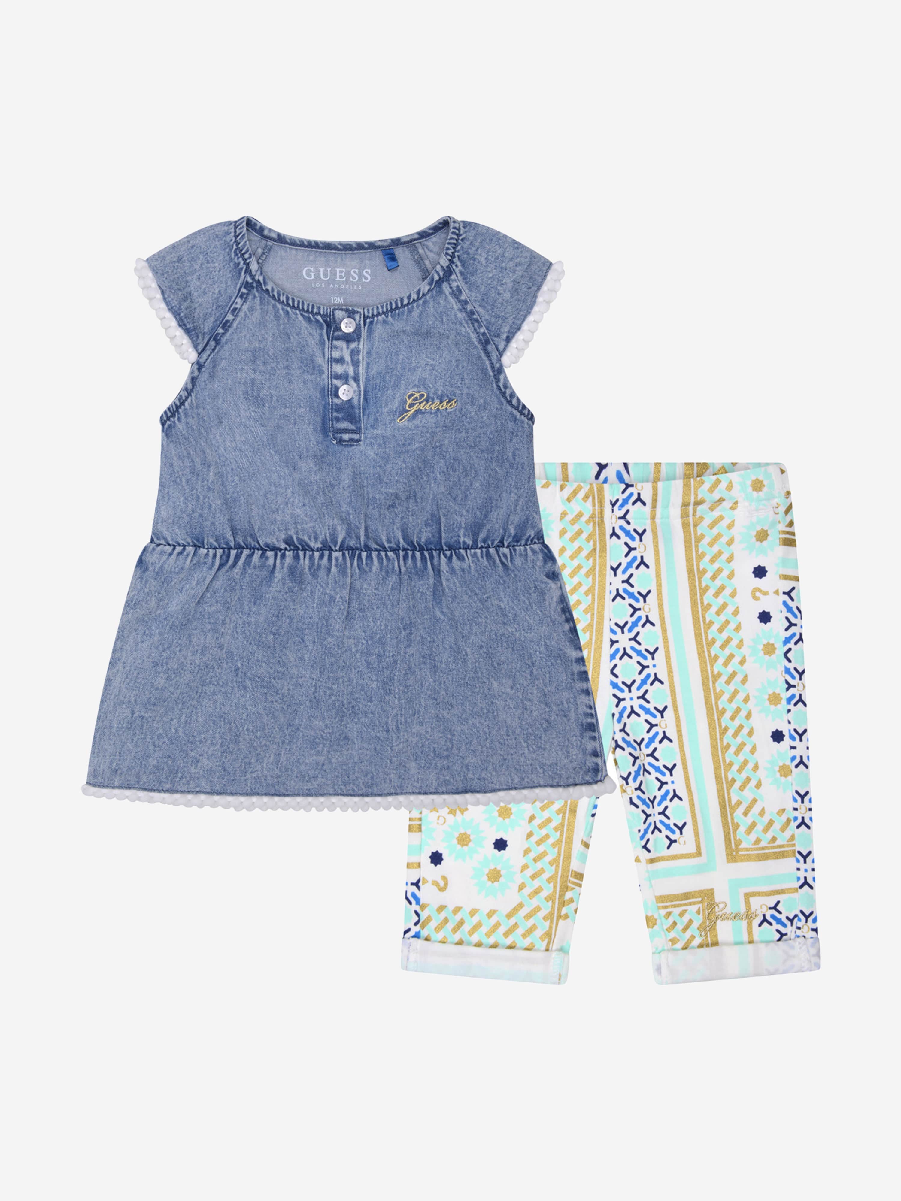 Guess Baby Girls Set - Denim Top & Leggings Set