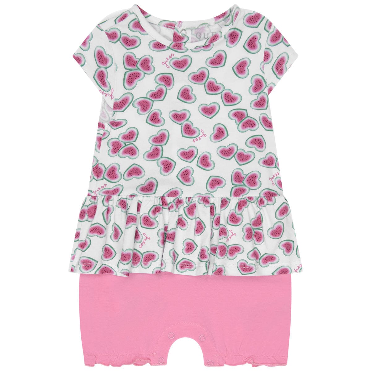 Guess Baby Girls Shortie - White & Heart Cotton Shortie