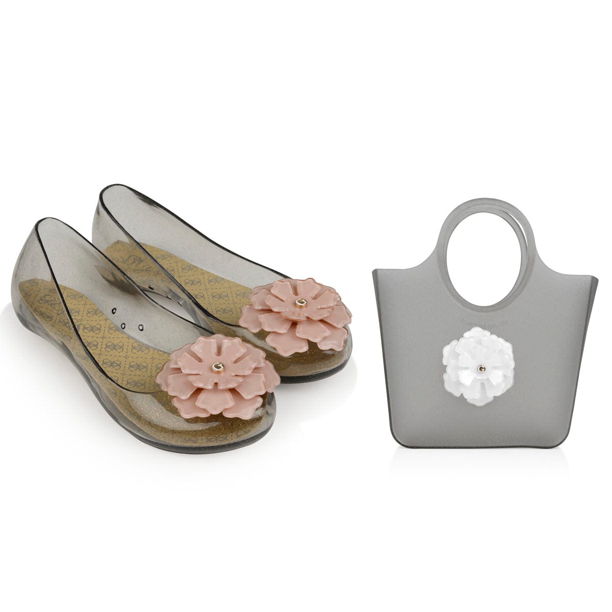 Guess Jelly Shoes With Flower & Bag