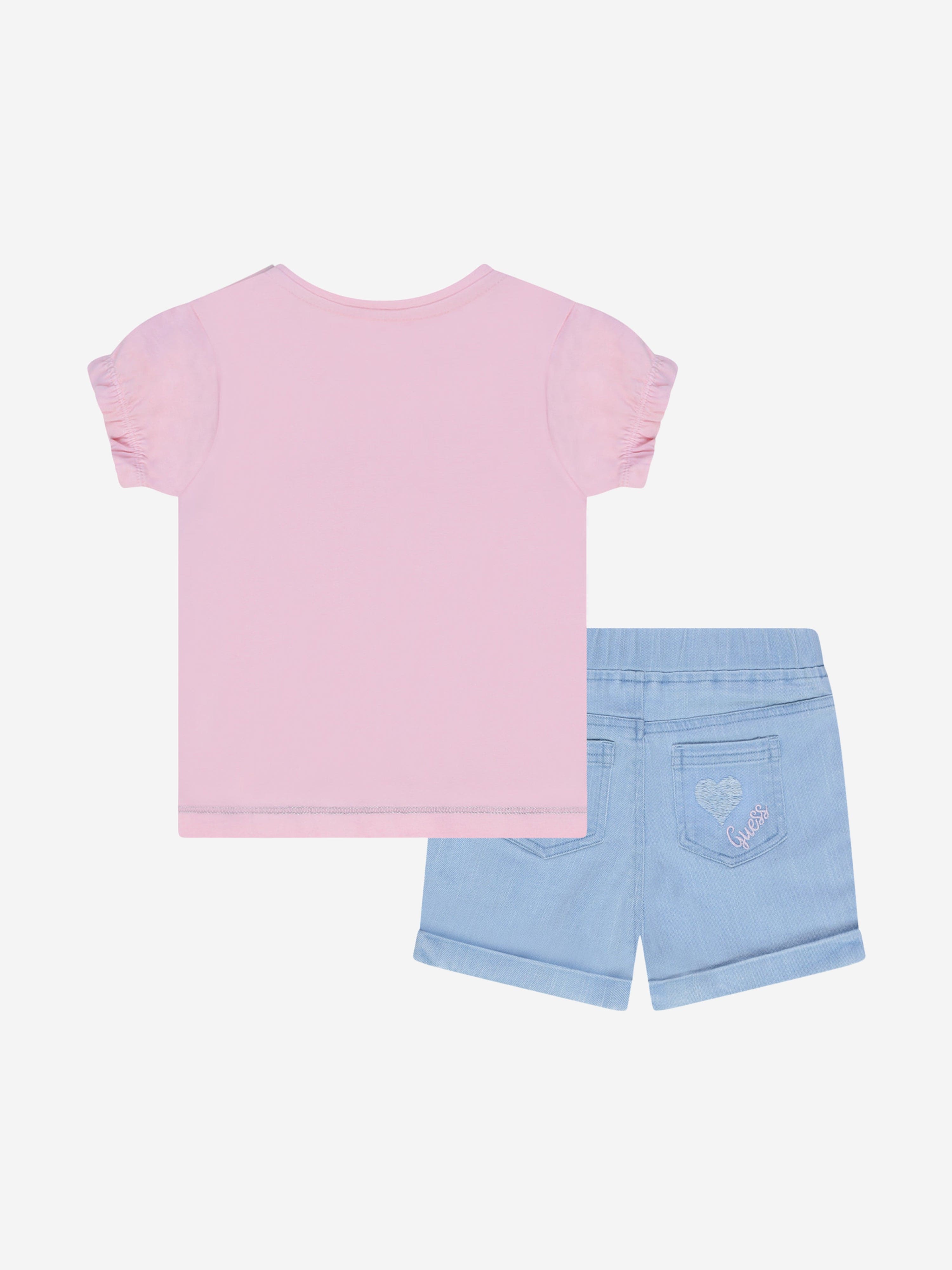 Guess Baby Girls Set - 2 Piece Cotton Denm Shorts Set