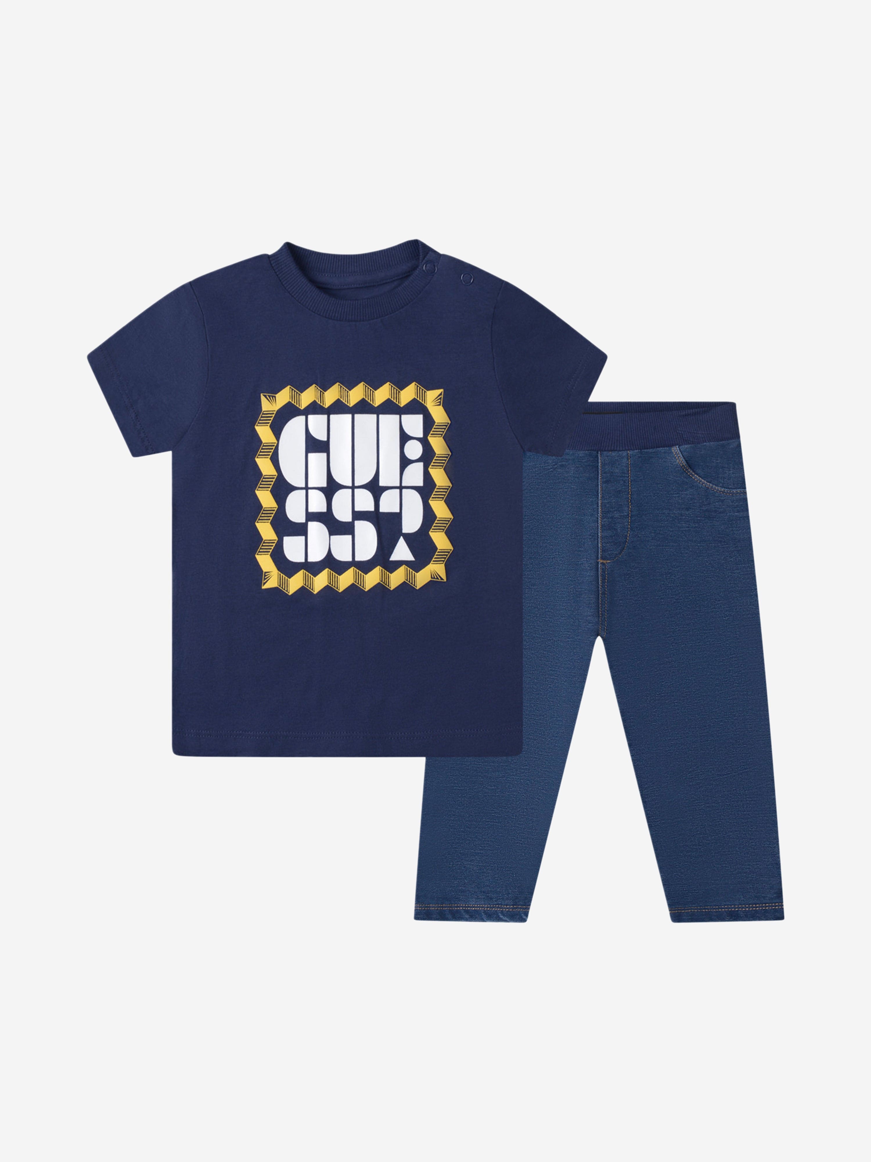 Guess Baby Boys Set - Cotton T-Shirt & Denim Pants Set