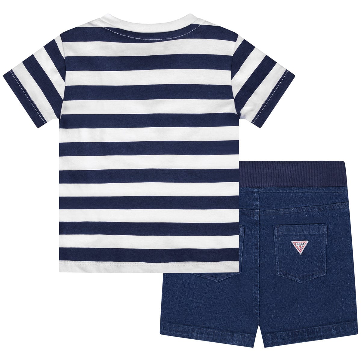 Guess Baby Boys Set - Striped Cotton T-Shirt & Denim Shorts Set