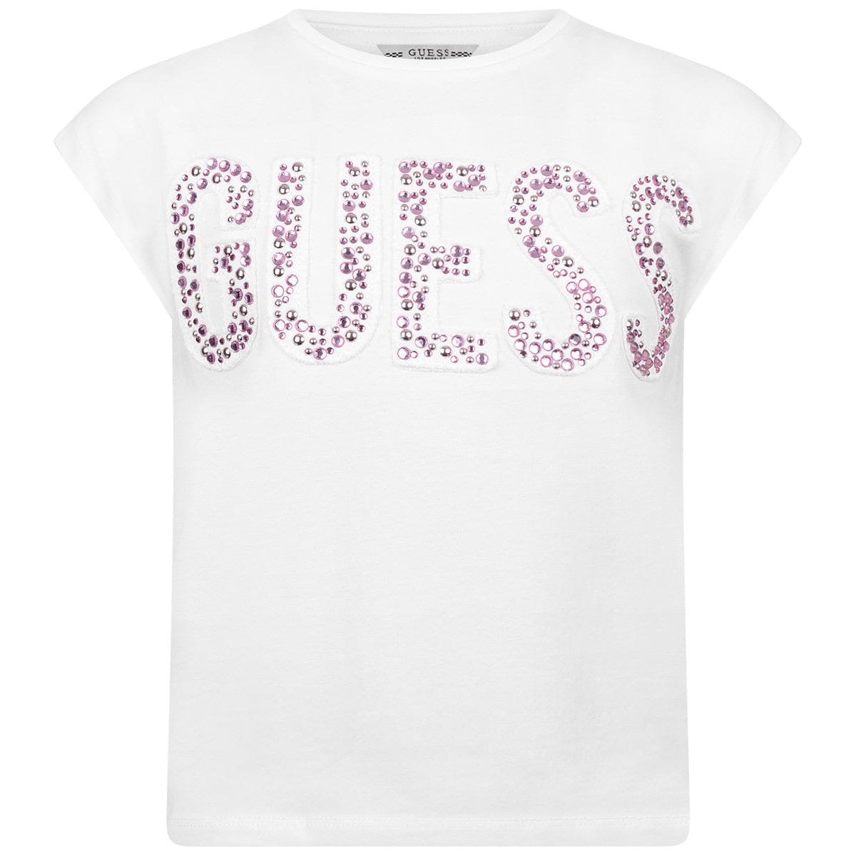 Guess Girls Top - Top With Pink Diamante Logo