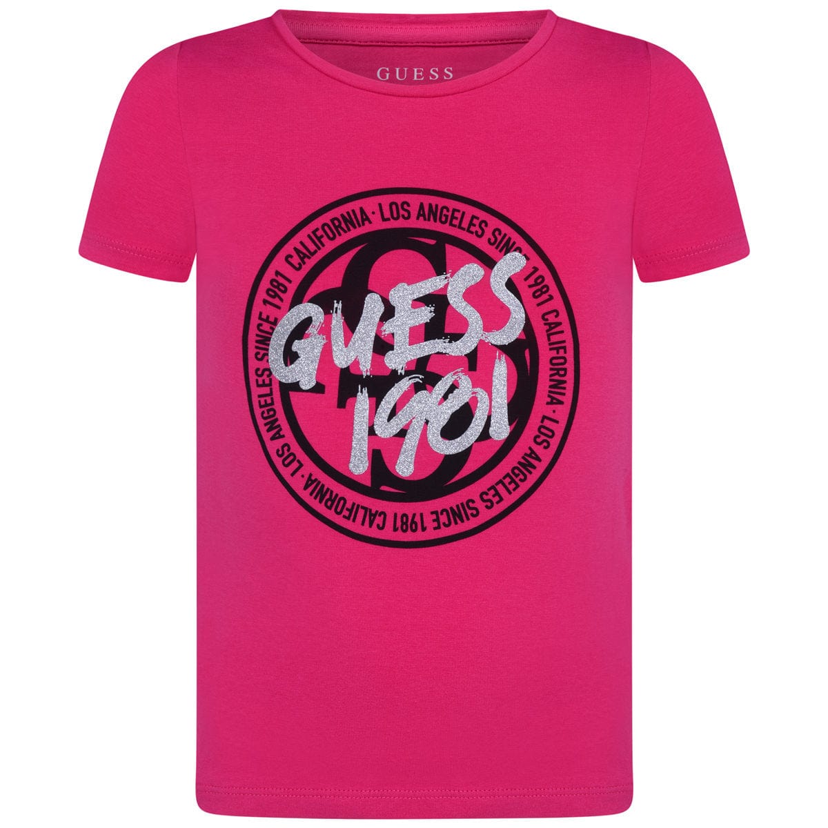 Guess Girls T-Shirt - Raspberry Cotton Stretch Jersey T-Shirt