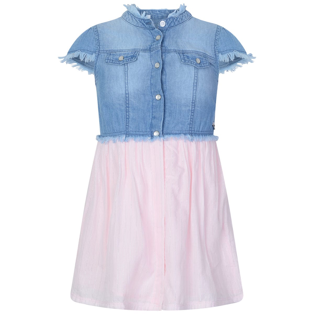 Guess Girls Dress - Denim & Cotton Striped Dress