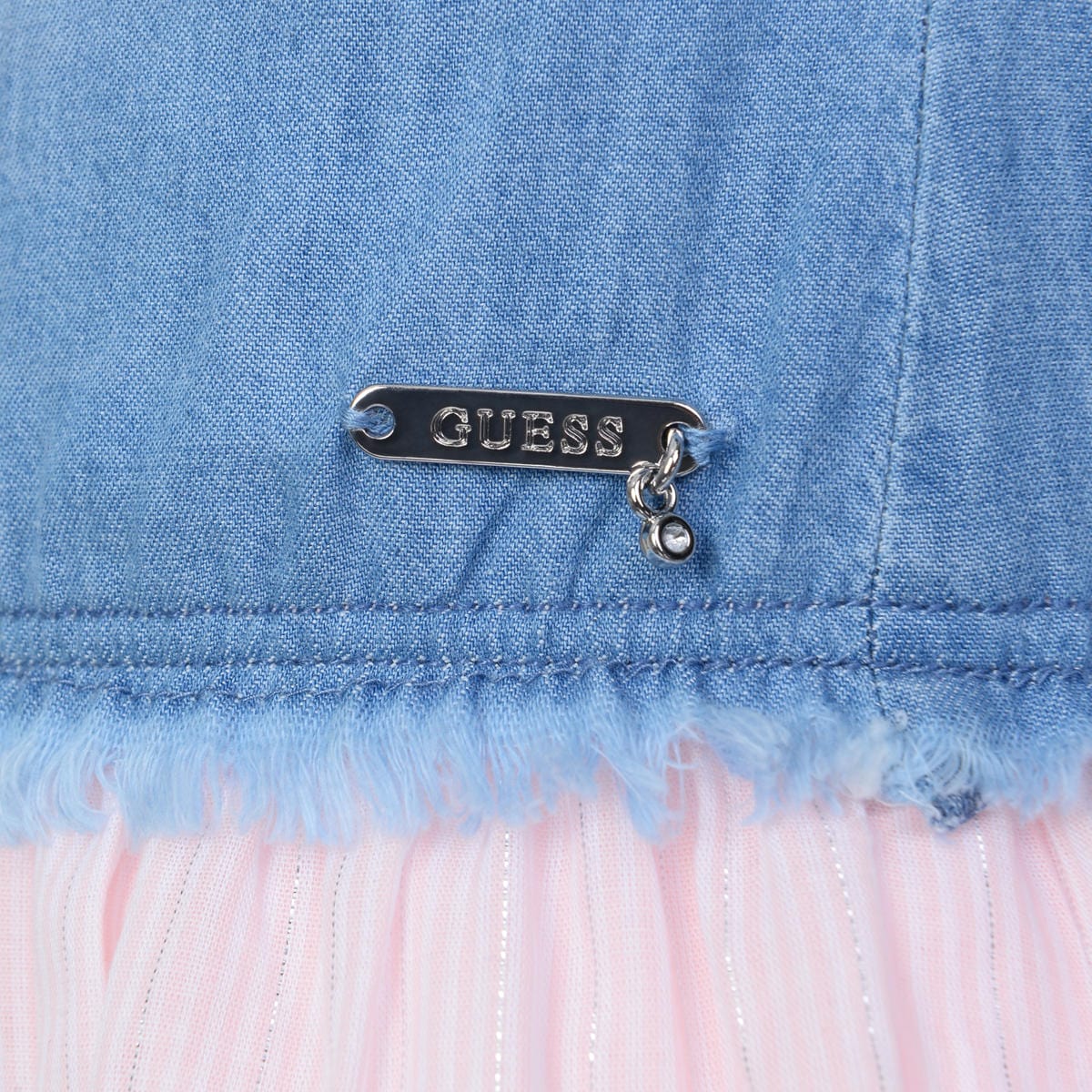 Guess Girls Dress - Denim & Cotton Striped Dress