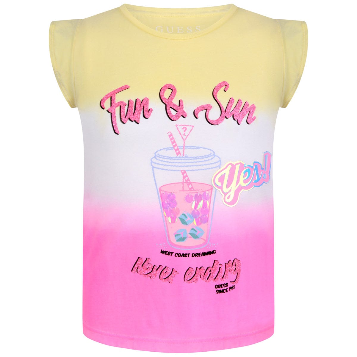 Guess Girls Top - & Fuchsia Cotton Jersey Top