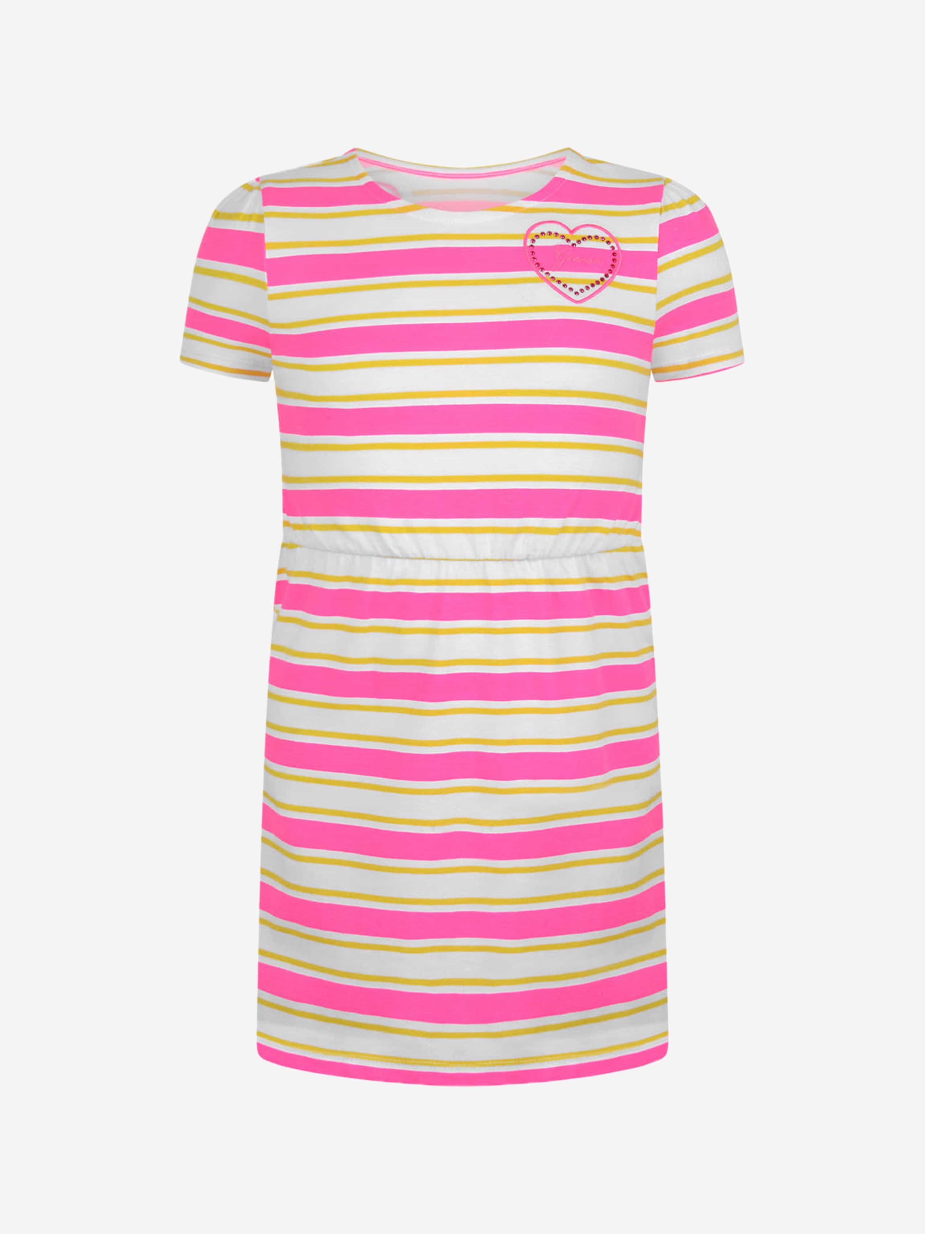 Guess Girls Dress - White & Striped Jersey Dress