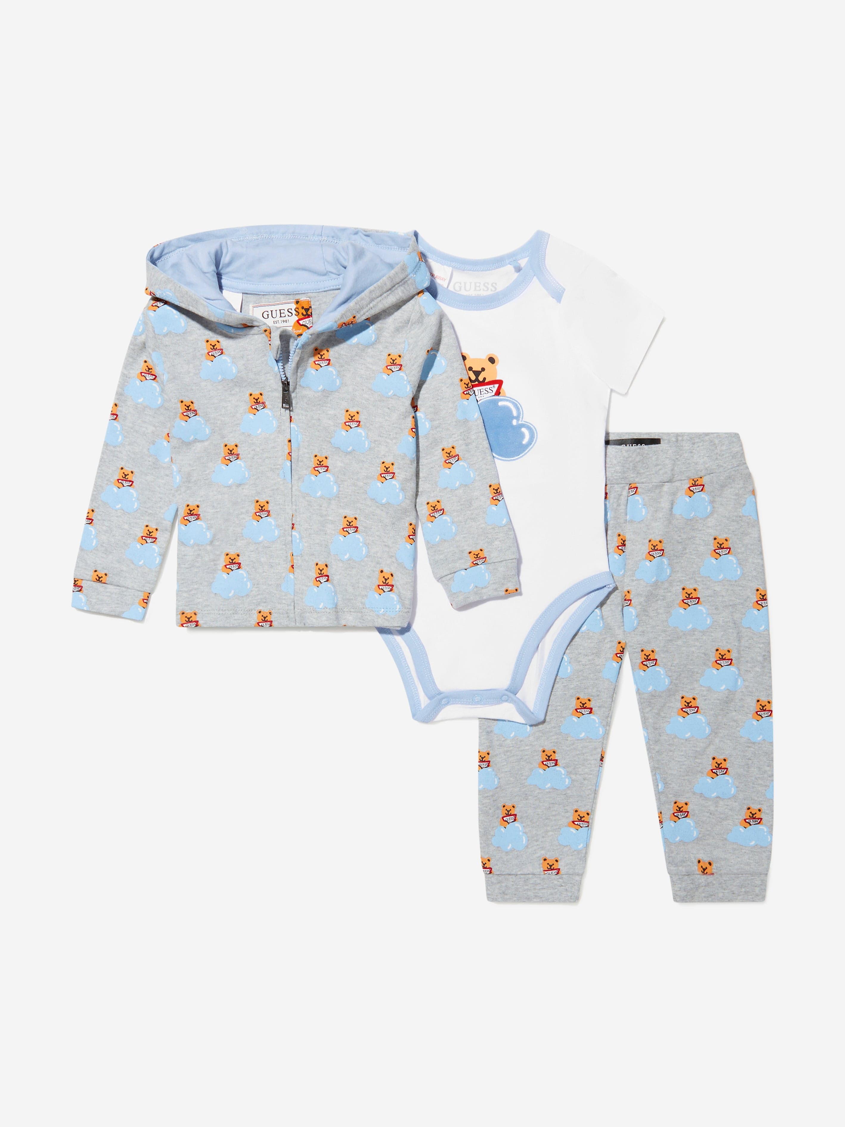 Guess Baby Boys Bear Bodysuit And Tracksuit Set