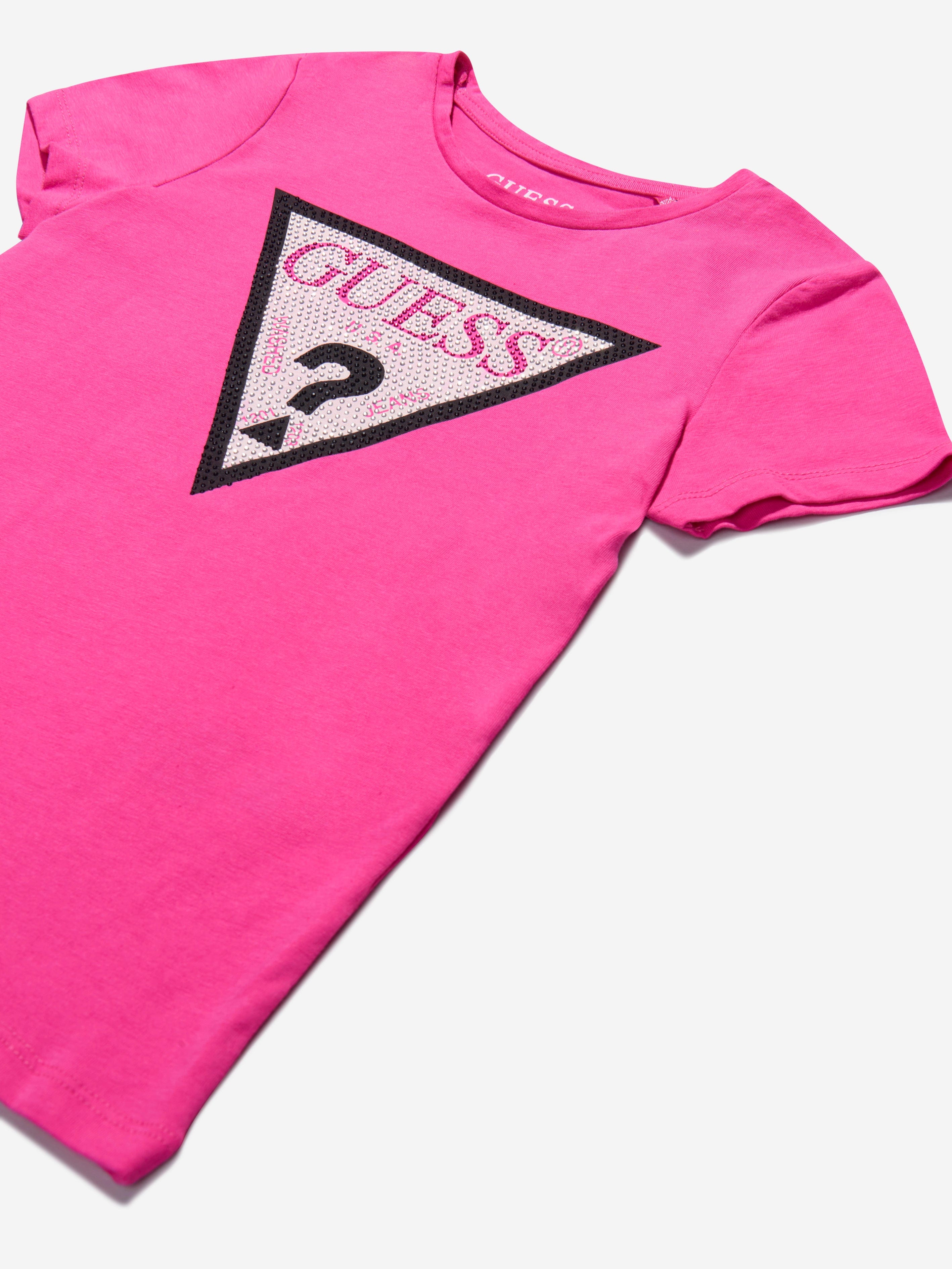 Guess Girls Cotton Logo Print T-Shirt