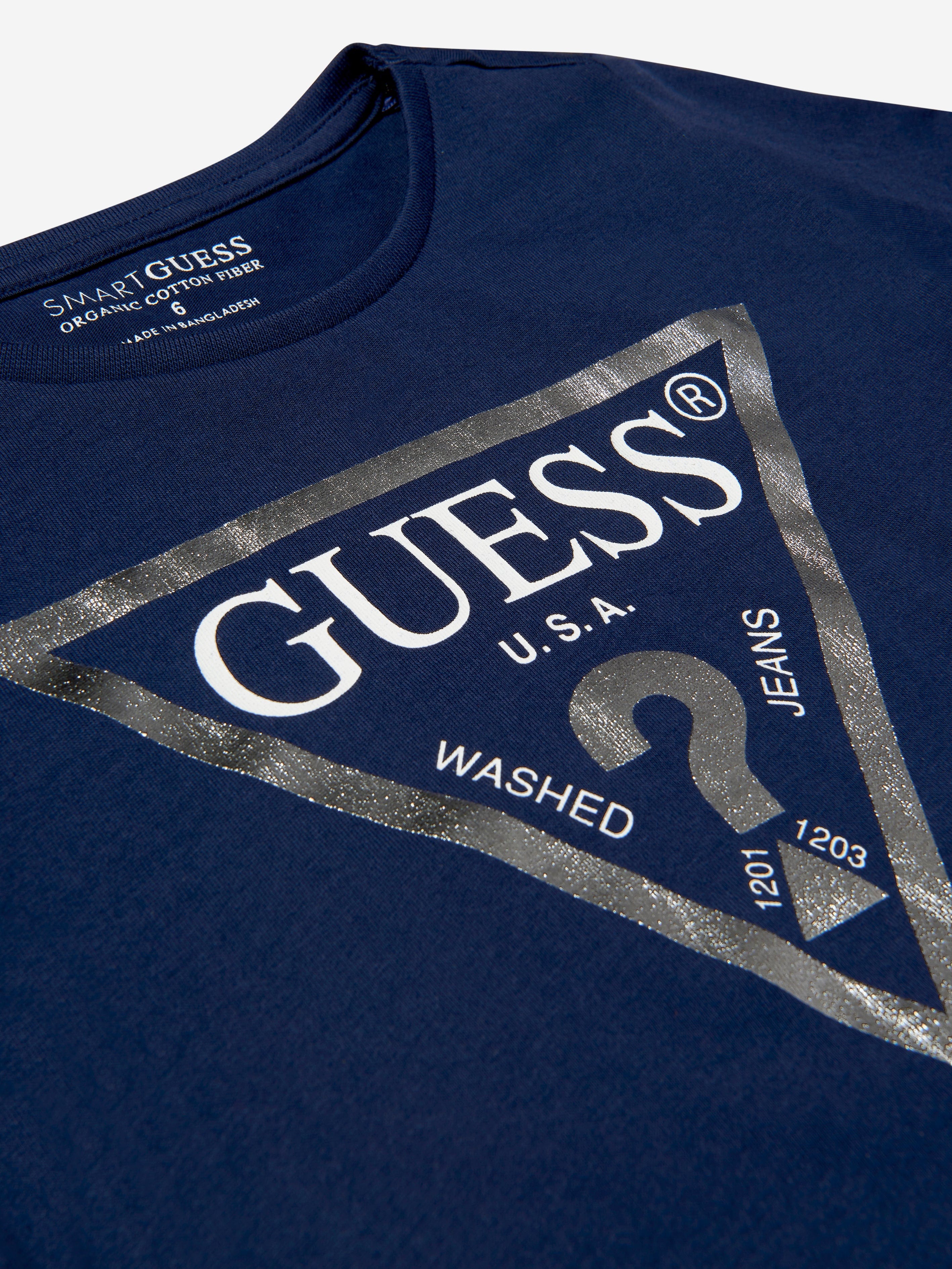 Guess Girls Cotton Logo Print T-Shirt