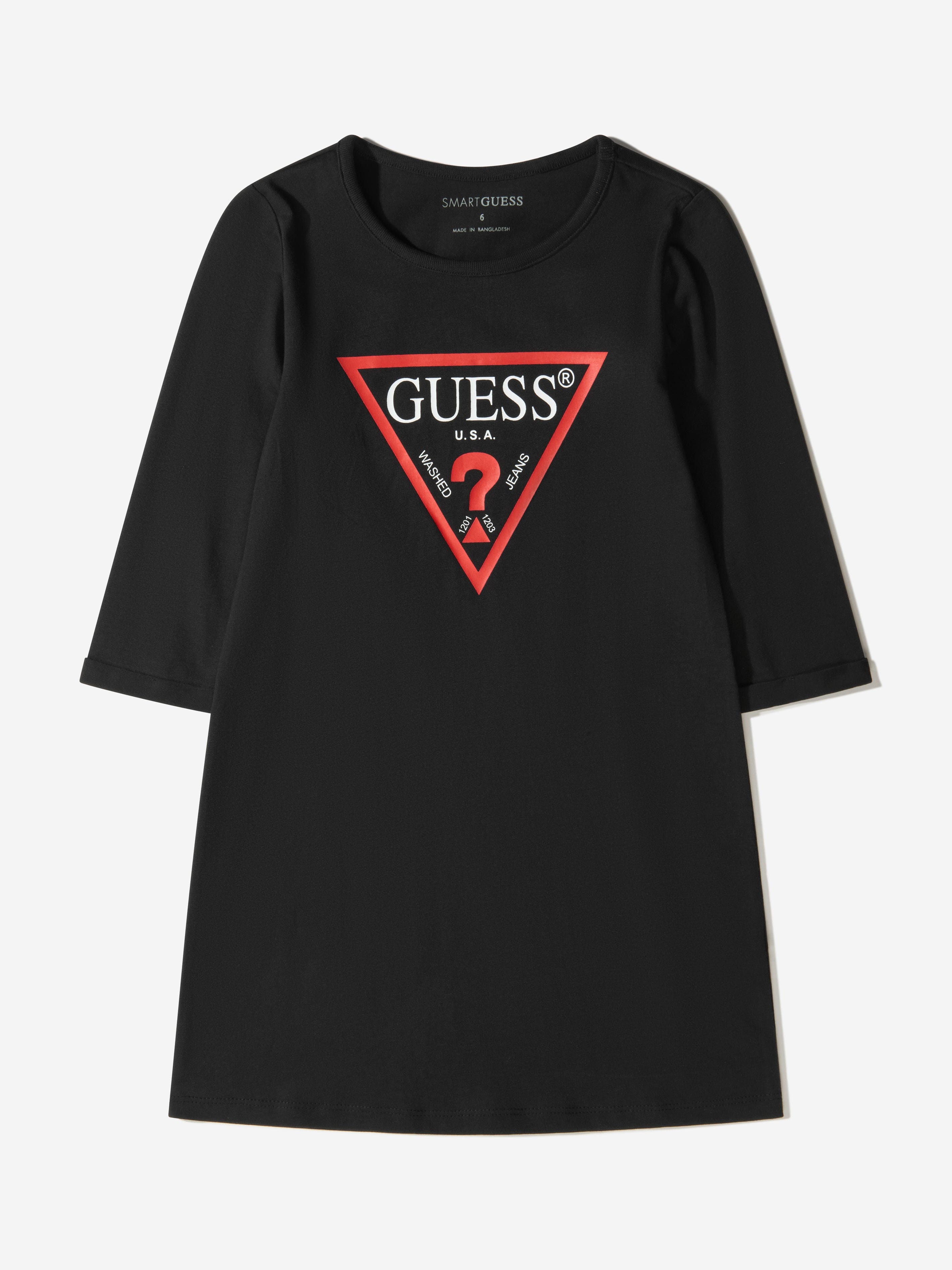 Guess Girls Long Sleeve Logo Dress