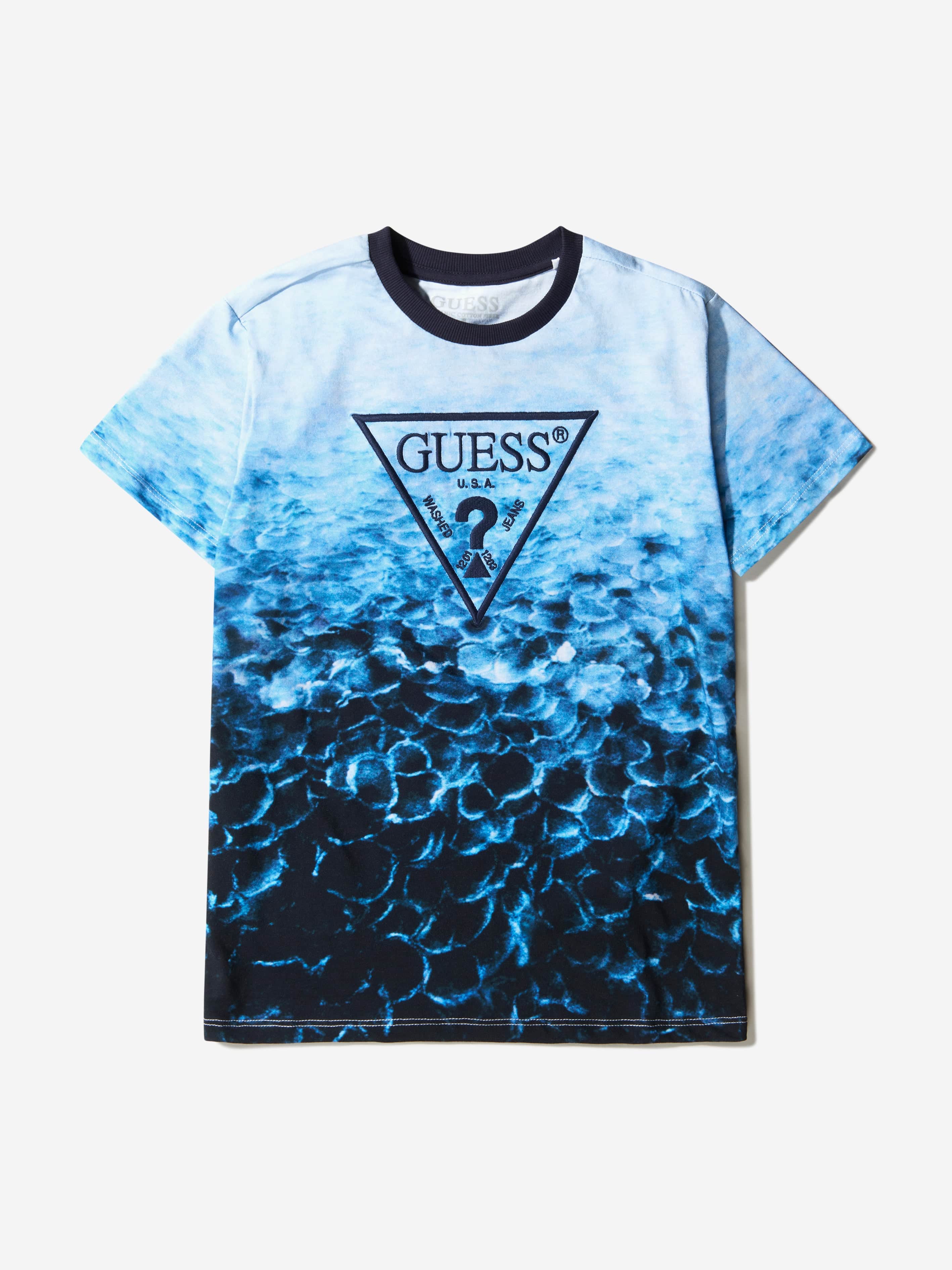 Guess Boys Wavy Sea Print T-Shirt